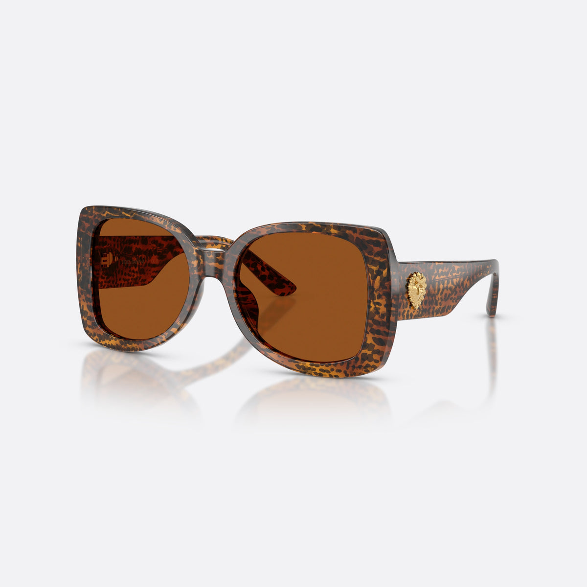 Dolce & Gabbana DX4012 347073 sunglasses, brown butterfly frame for kids, plain bridge, gold-tone plaque on temple, full-rim frame