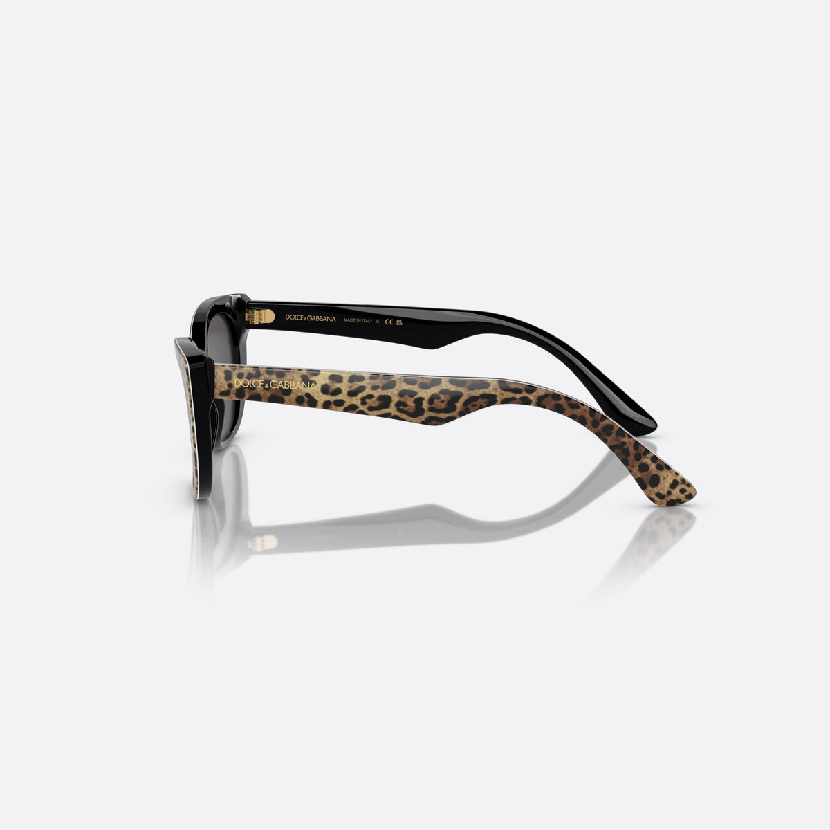 Ochelari de soare Dolce & Gabbana DX4427 316387, cat eye negru, pentru copii, punte simplă, literele brandului pe brațe, ramă completă, vedere laterală