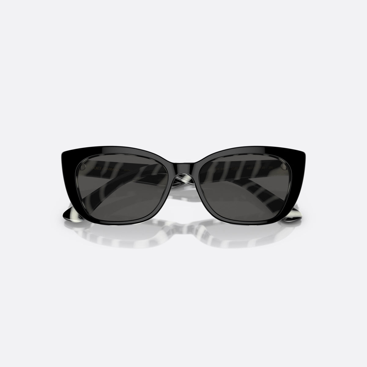 Dolce & Gabbana DX4427 337287 sunglasses, black cat eye frame for kids, plain bridge, brand lettering on temples, full-rim frame, folded