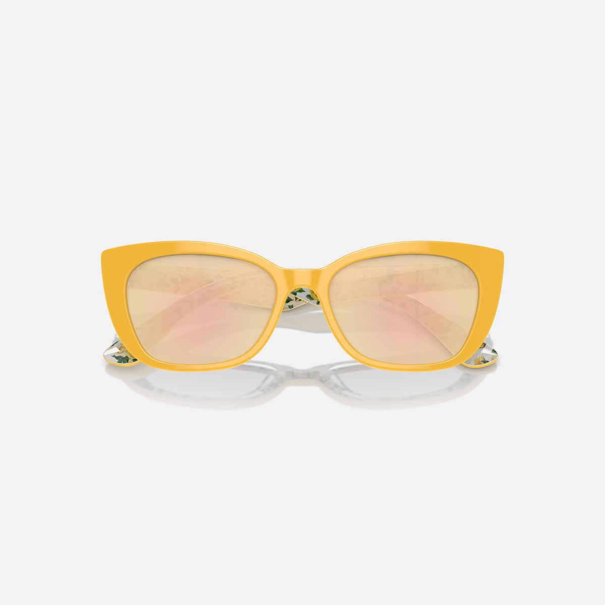Dolce & Gabbana DX4427 34437J sunglasses, yellow cat eye frame for kids, plain bridge, slim tapered temples, full-rim frame, folded