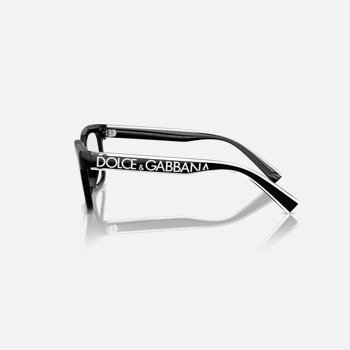 Rame ochelari de vedere Dolce & Gabbana DX5002 501, rectangulari negru, pentru copii, punte lată simplă, literele brandului pe brațe, vedere laterală
