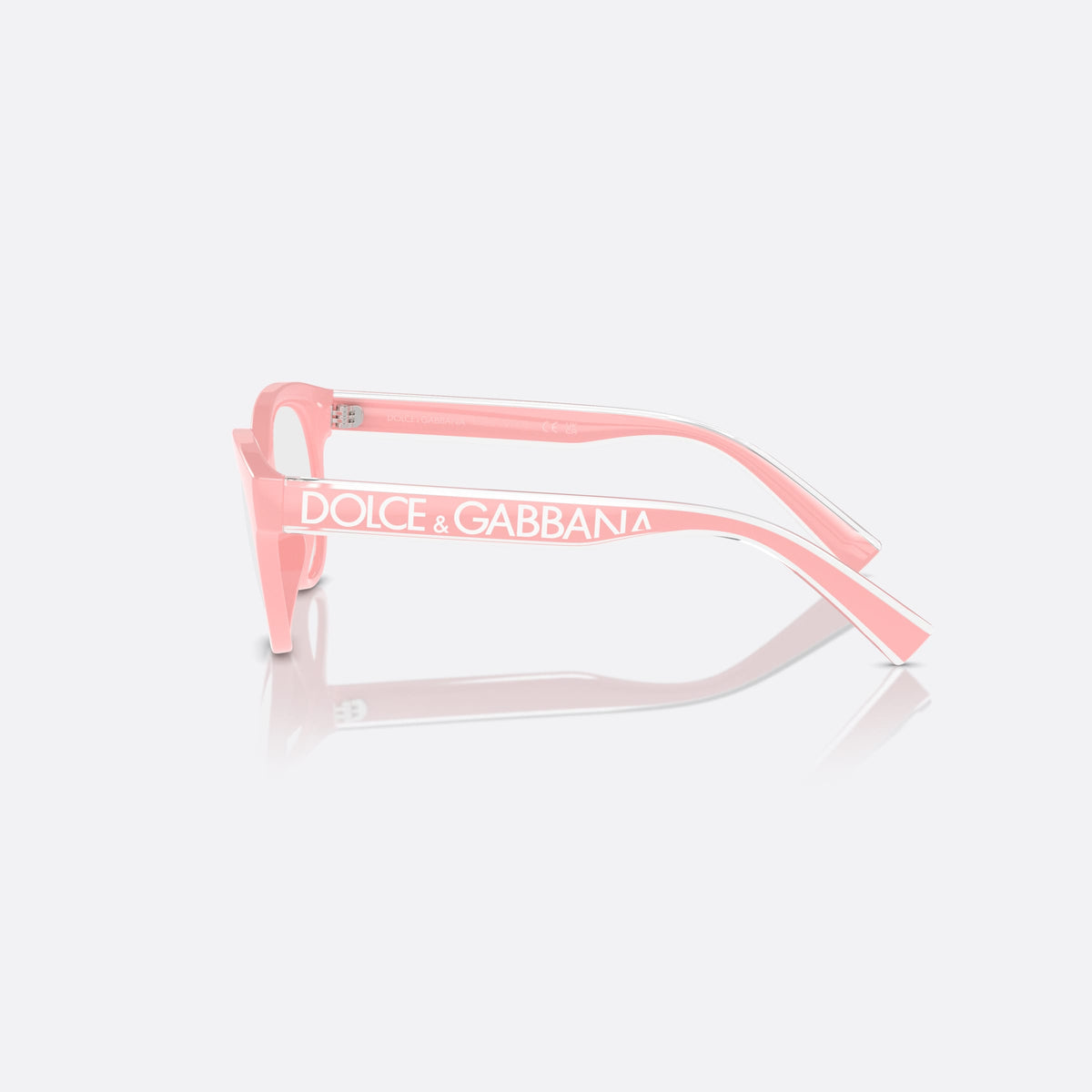 Rame ochelari de vedere Dolce & Gabbana DX5003 3098, phantos roz, pentru copii, punte simplă integrată, literele brandului pe braț, vedere laterală