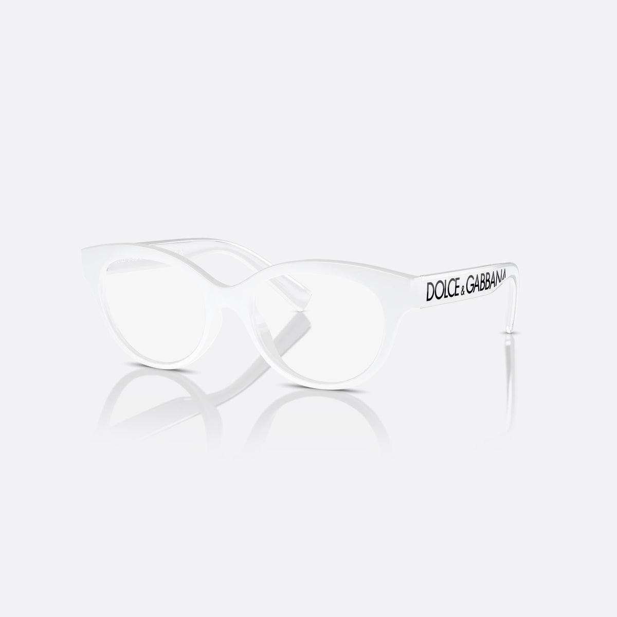 Dolce & Gabbana DX5003 3312 eyeglasses, white phantos frame for kids, plain bridge, brand lettering on temple, full-rim frame