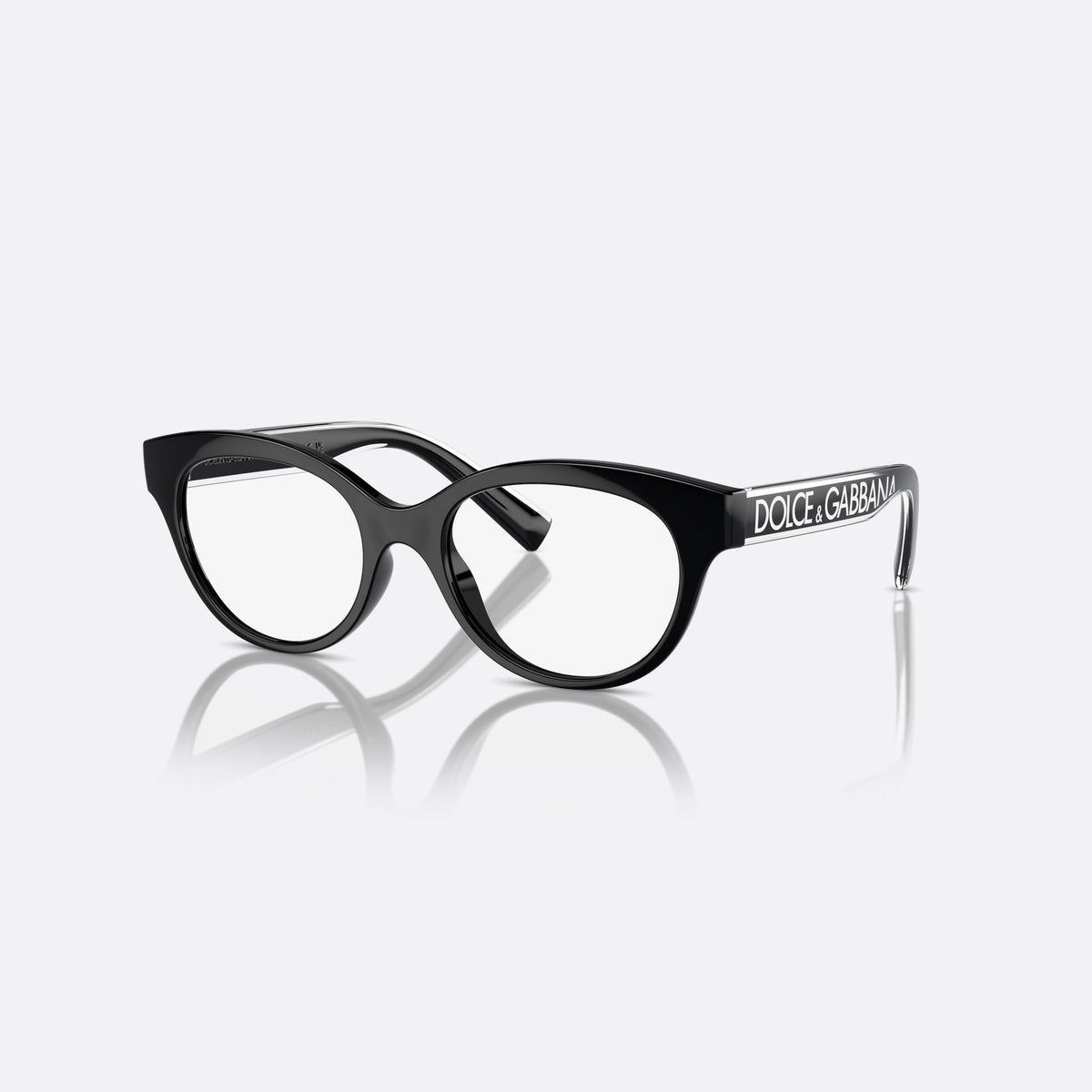 Dolce & Gabbana DX5003 501 eyeglasses, black phantos frame for kids, plain integrated bridge, brand lettering on temples