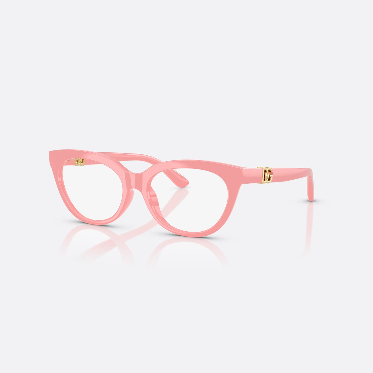 Dolce & Gabbana DX5005U 3098 eyeglasses, pink butterfly frame for kids, plain bridge with central ridge, full-rim front