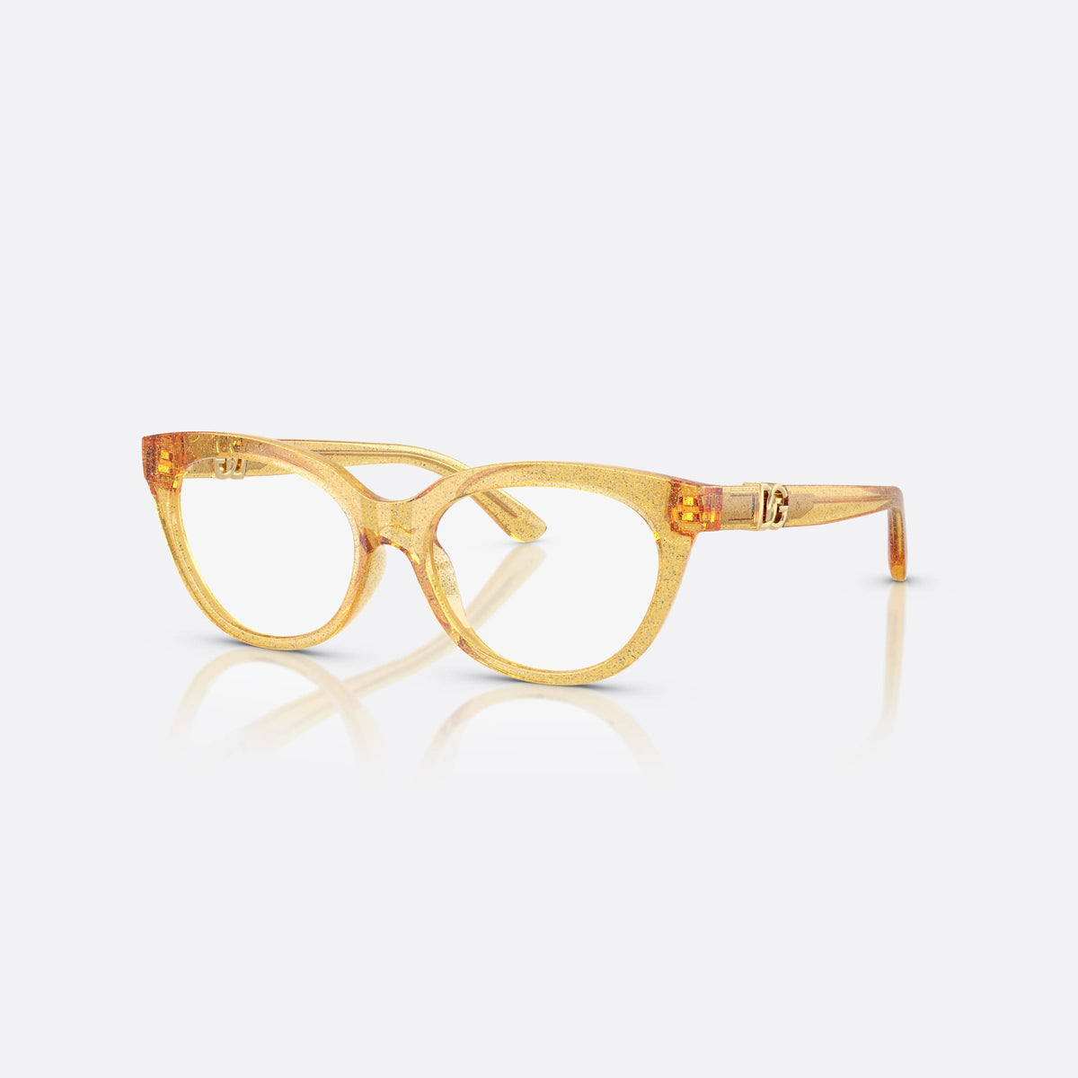 Dolce & Gabbana DX5005U 3455 eyeglasses, yellow butterfly frame for kids, plain bridge, brand logo on temples