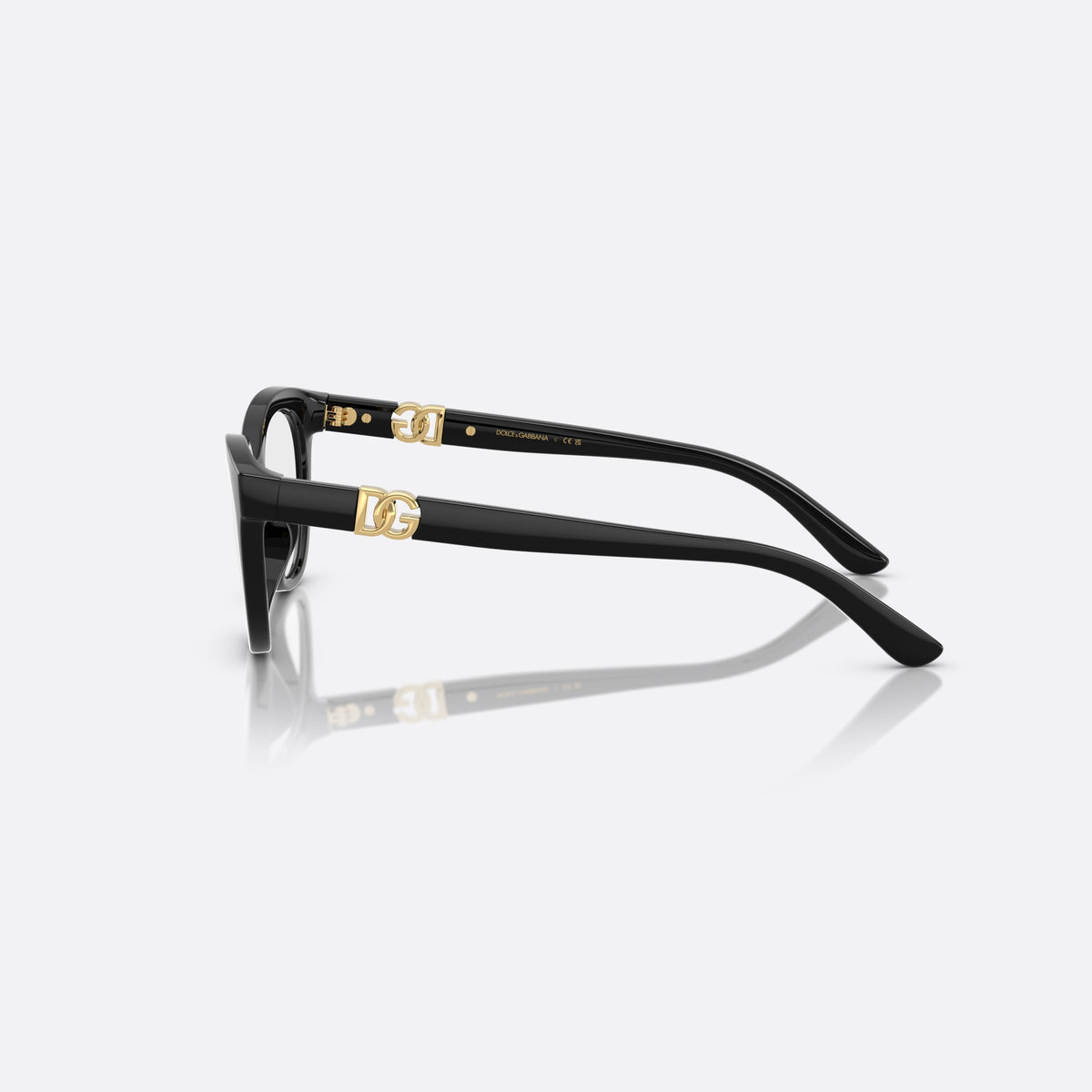 Rame ochelari de vedere Dolce & Gabbana DX5005U 501, fluture negru, pentru copii, punte integrată simplă, placă cu logo pe brațe, vedere laterală