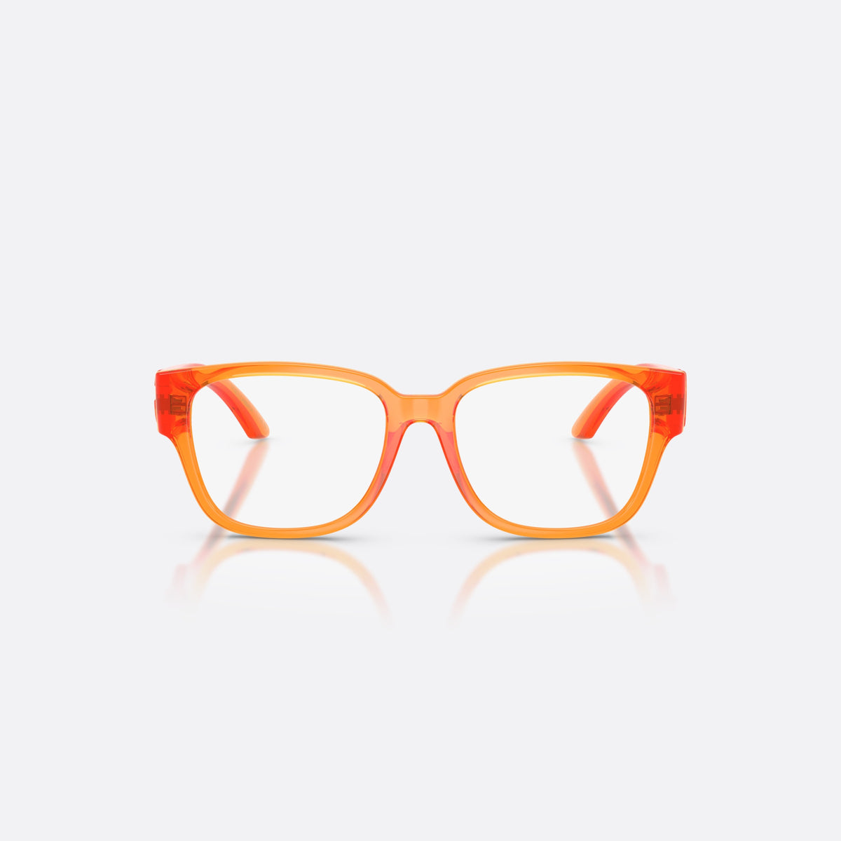 Dolce & Gabbana DX5006 3388 eyeglasses, orange square frame for kids, plain bridge, brand logo on temples, wide tapered temples, front view