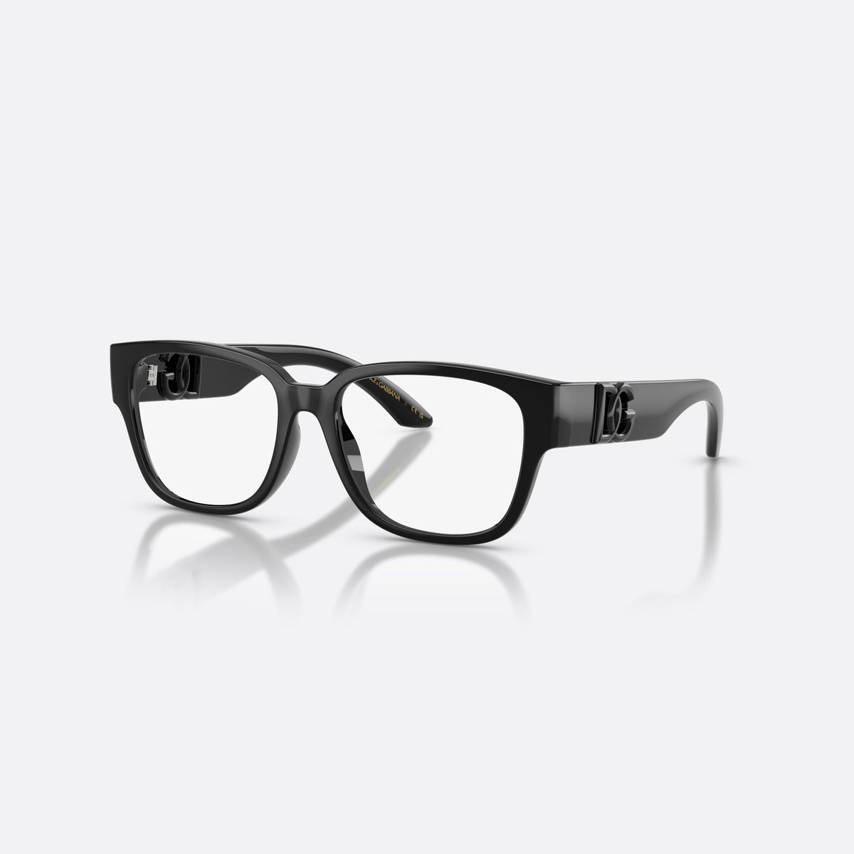 Dolce & Gabbana DX5006 501 eyeglasses, black square frame for kids, plain double bridge, brand logo plaque on temples