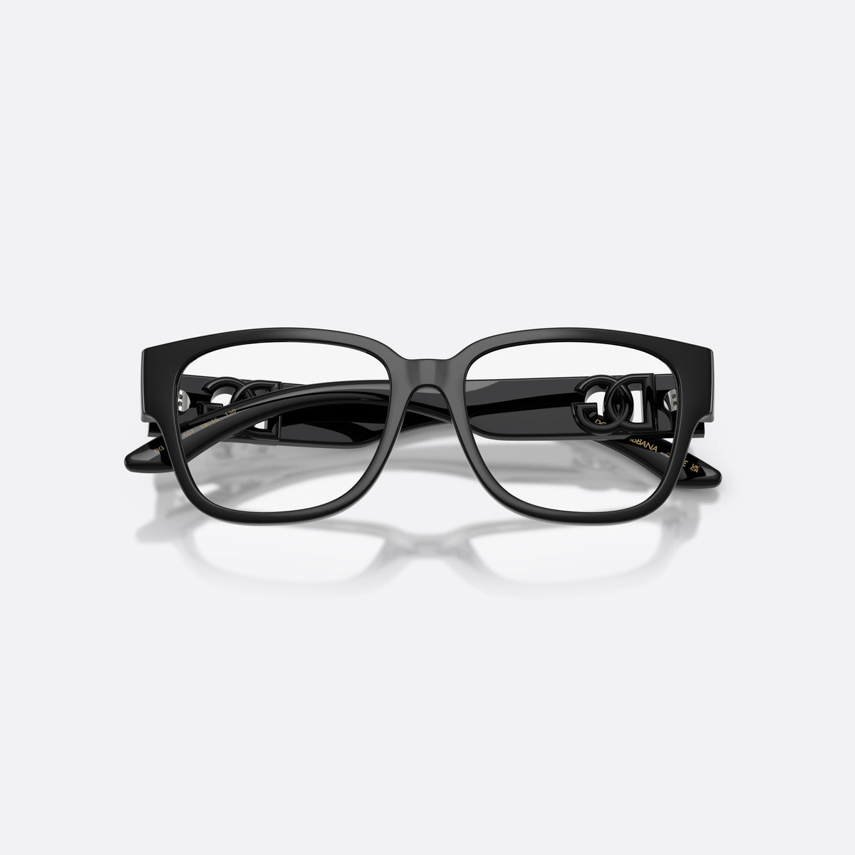 Dolce & Gabbana DX5006 501 eyeglasses, black square frame for kids, plain double bridge, brand logo plaque on temples, folded