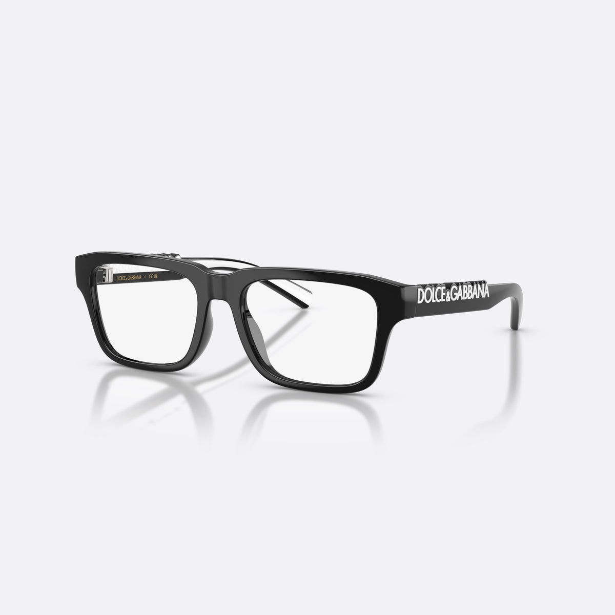 Dolce & Gabbana DX5008 501 eyeglasses, black rectangle frame for kids, plain bridge, brand logo on temple, wide flat temples