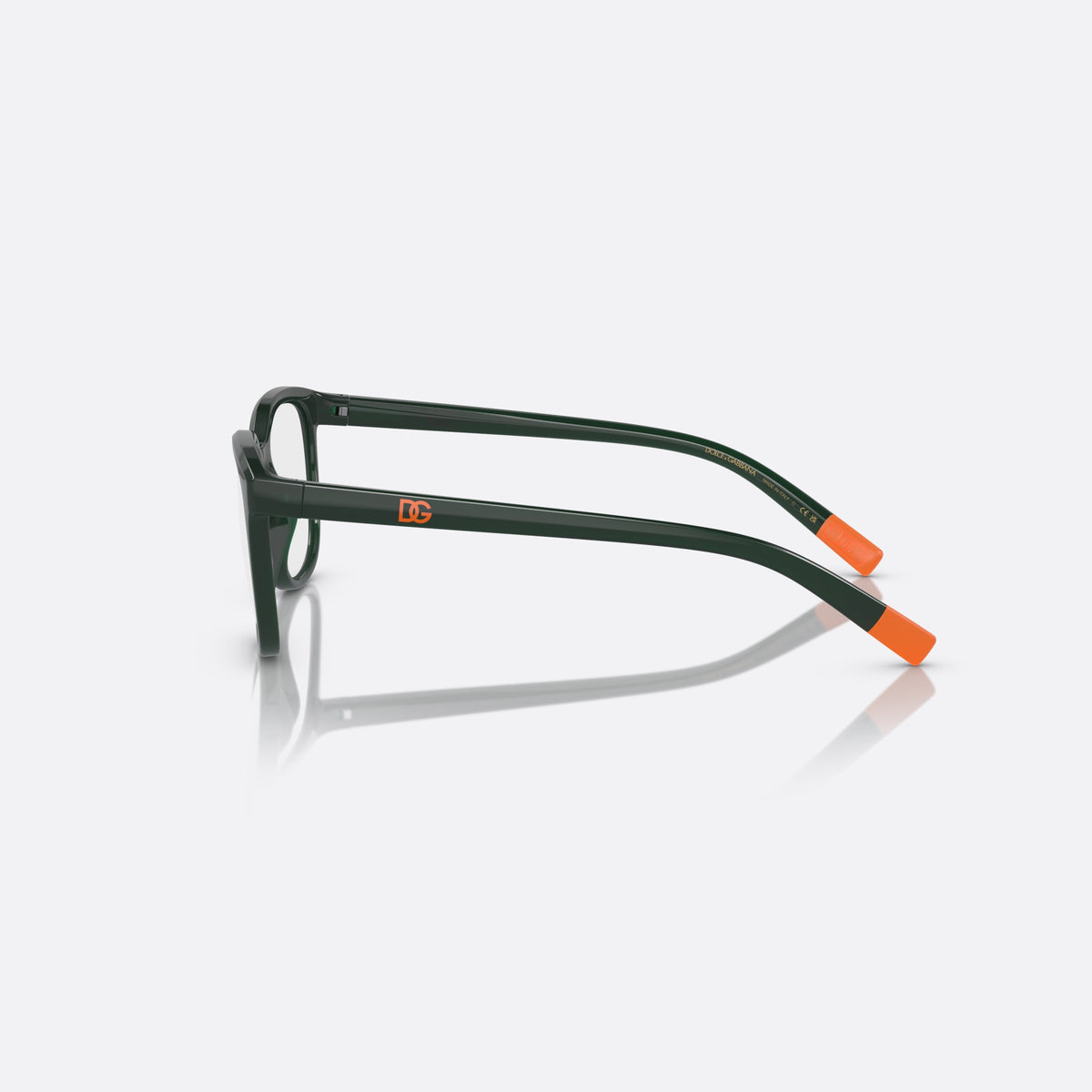 Rame ochelari de vedere Dolce & Gabbana DX5094 3068, rectangulari verde, pentru copii, punte simplă, logo al brandului pe braț, ramă completă, vedere laterală
