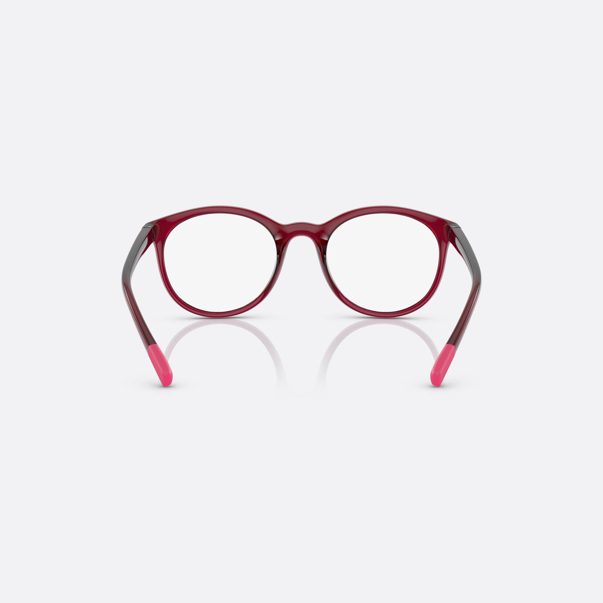 Dolce & Gabbana DX5095 1551 eyeglasses, red phantos frame for kids, plain bridge, brand logo on temple, silver-tone hinge, back view