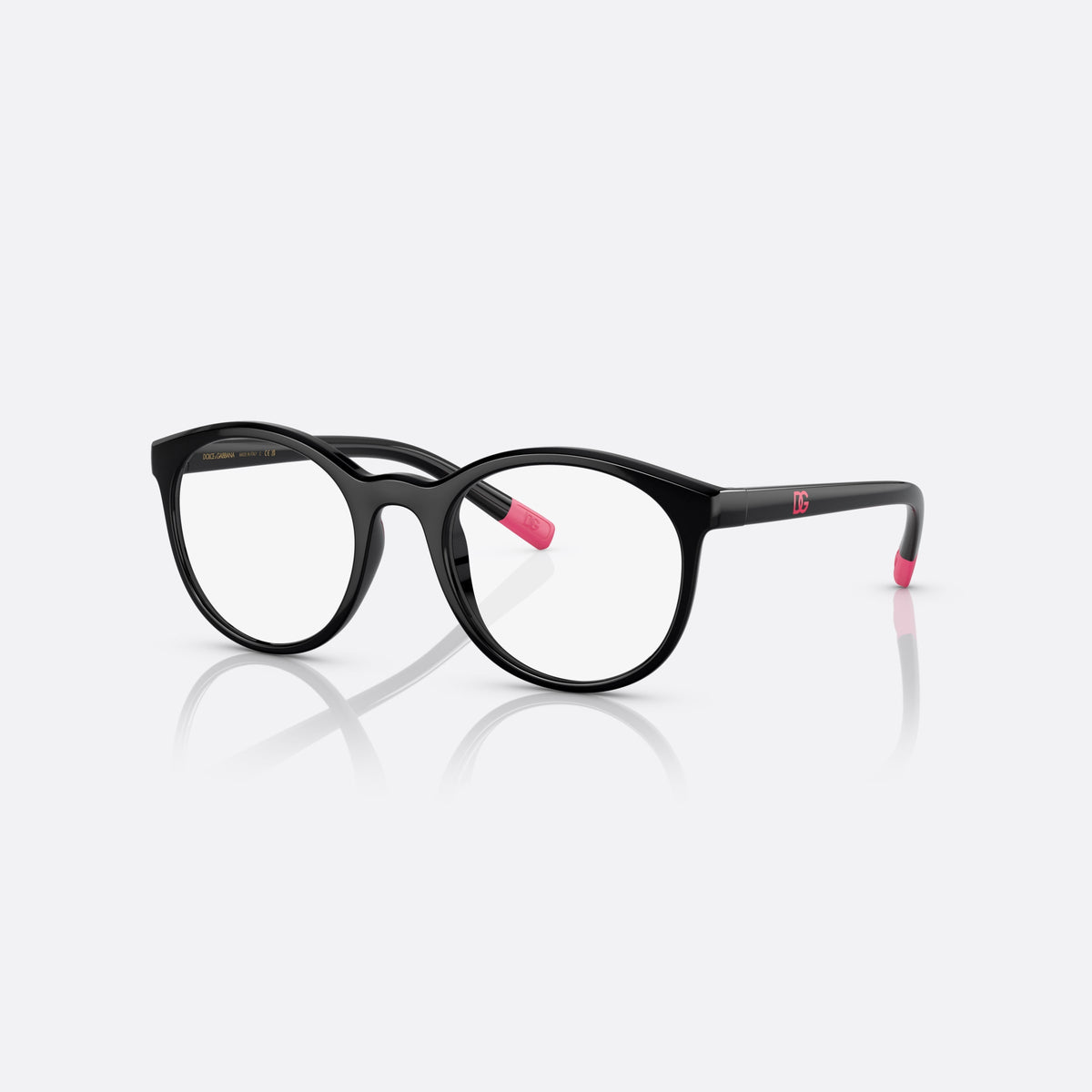 Dolce & Gabbana DX5095 501 eyeglasses, black phantos frame for kids, plain bridge, brand logo on temple, black hinges