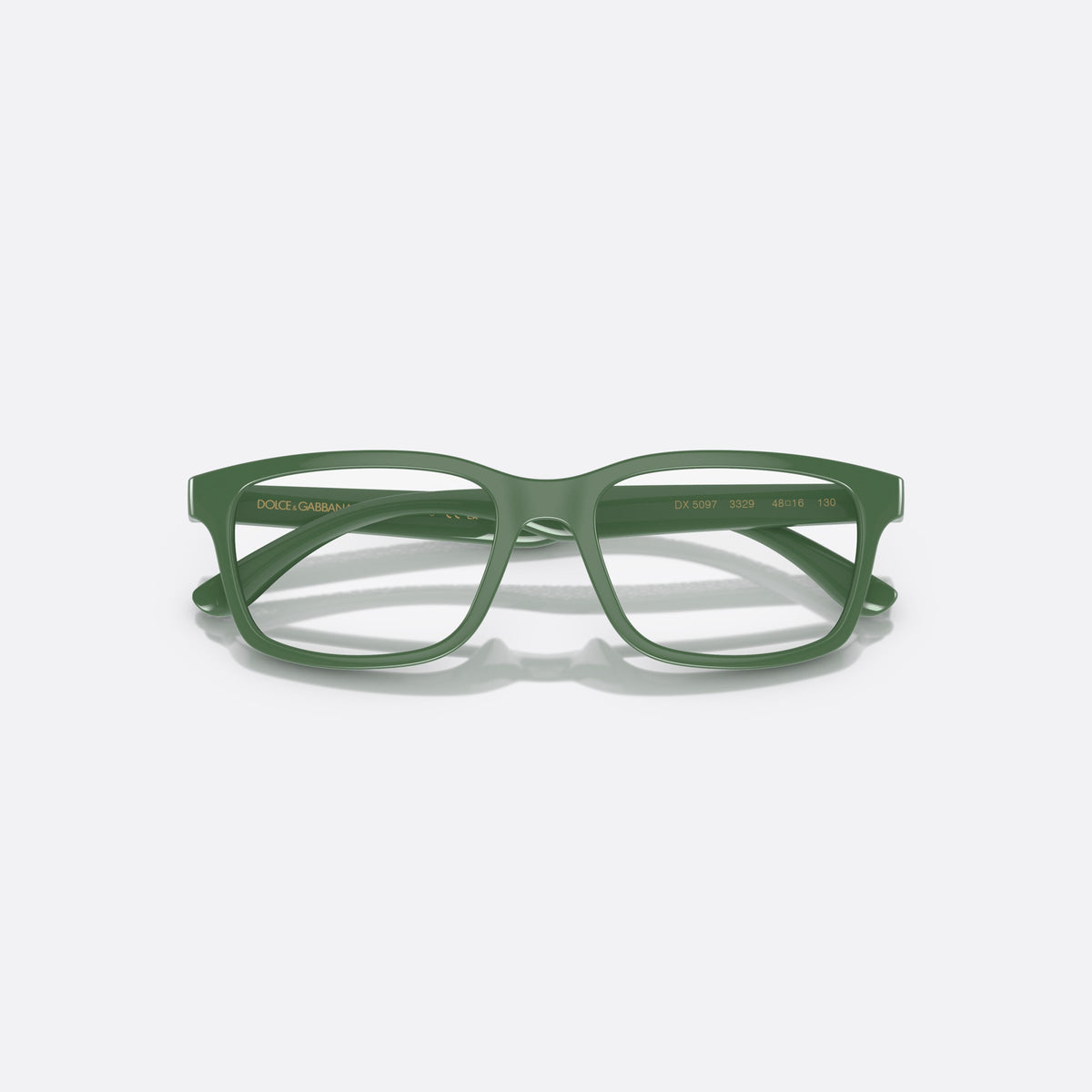 Rame ochelari de vedere Dolce & Gabbana DX5097 3329, rectangulari verde, pentru copii, punte simplă integrată, logo al brandului pe braț, cu brațele pliate