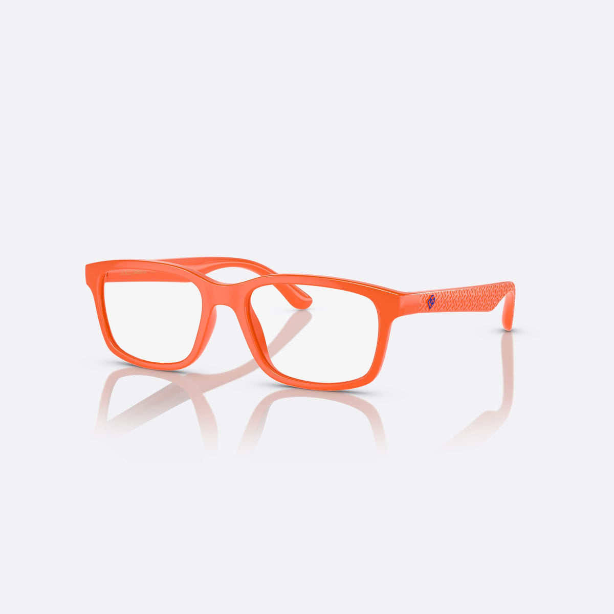 Dolce & Gabbana DX5097 3338 eyeglasses, orange rectangle frame for kids, plain integrated bridge, brand logo on temple