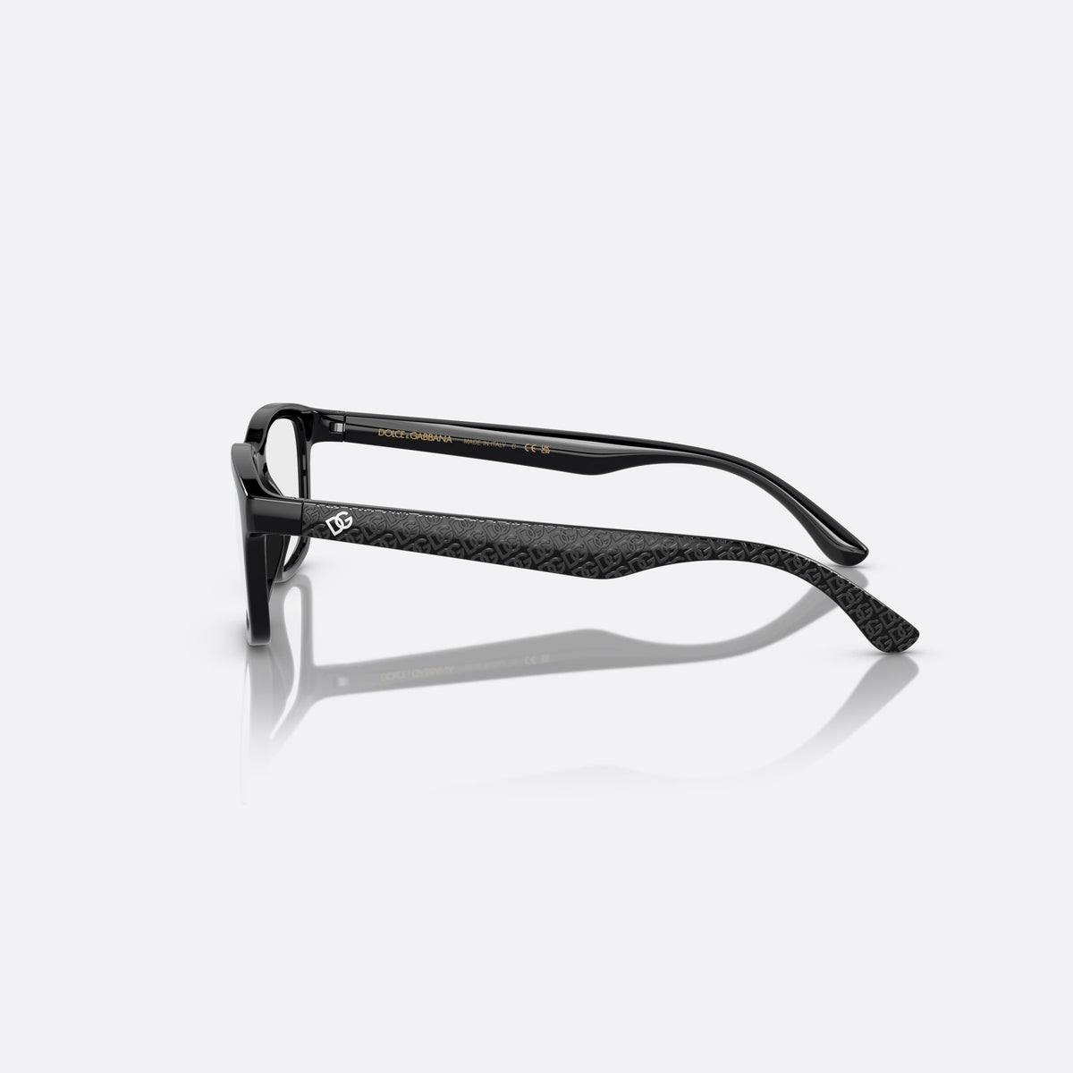 Rame ochelari de vedere Dolce & Gabbana DX5097 501, rectangulari negru, pentru copii, punte simplă tip șa, logo al brandului pe braț, vedere laterală