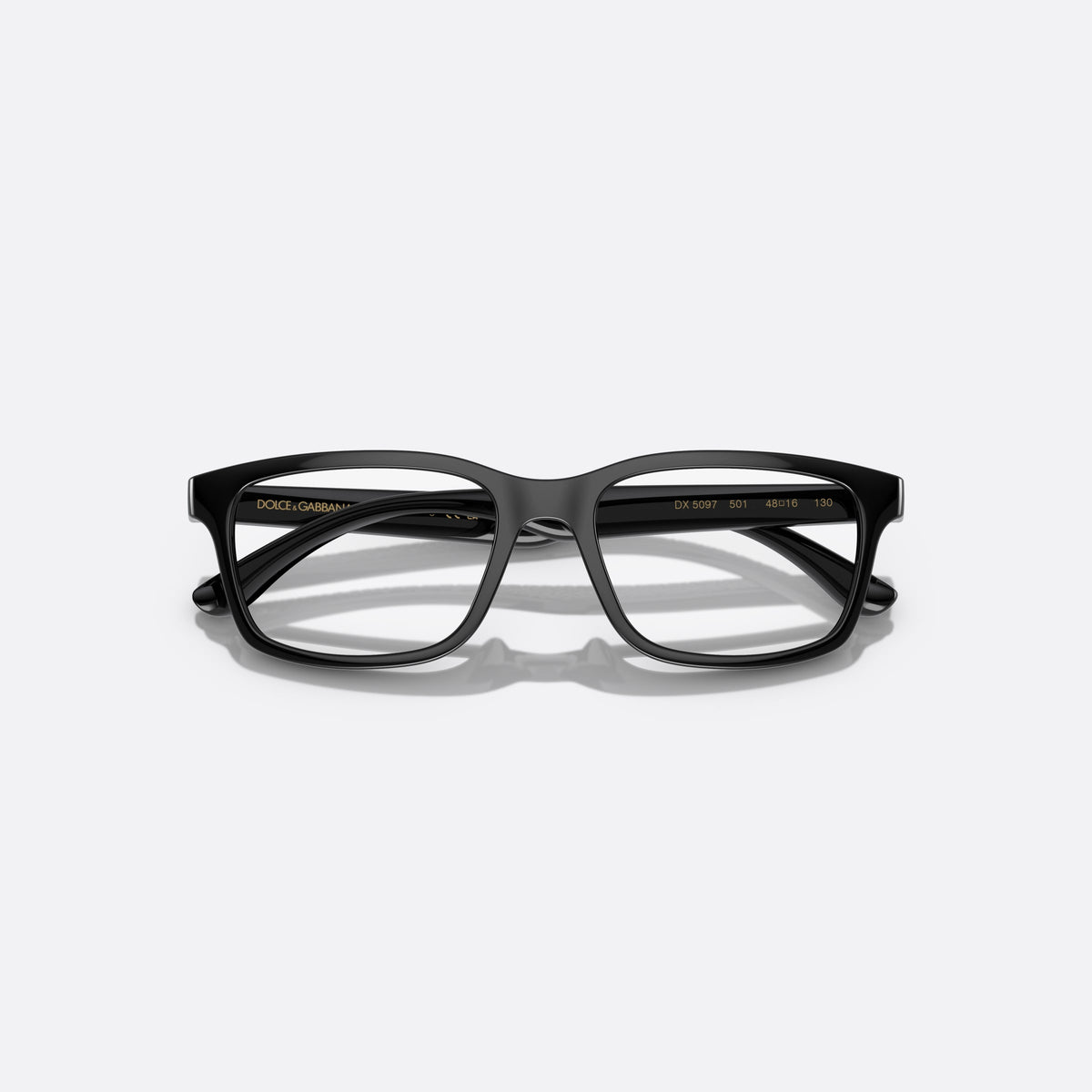 Rame ochelari de vedere Dolce & Gabbana DX5097 501, rectangulari negru, pentru copii, punte simplă tip șa, logo al brandului pe braț, cu brațele pliate