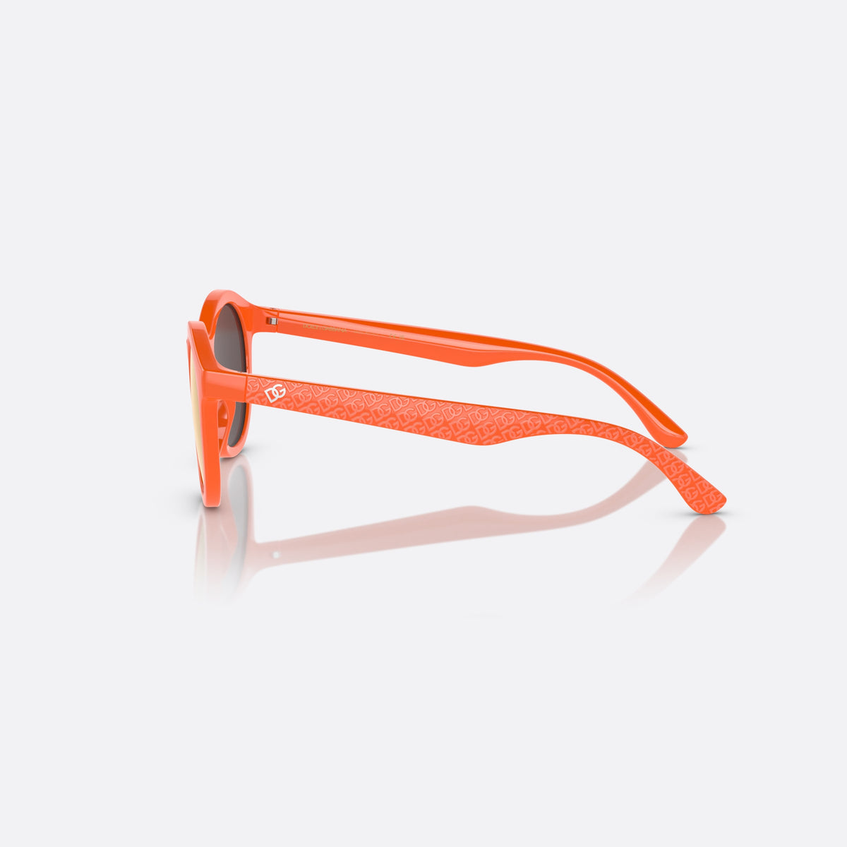 Dolce & Gabbana DX6002 33386Q sunglasses, orange phantos frame for kids, brand logo on temple, wide temples with texture, side view