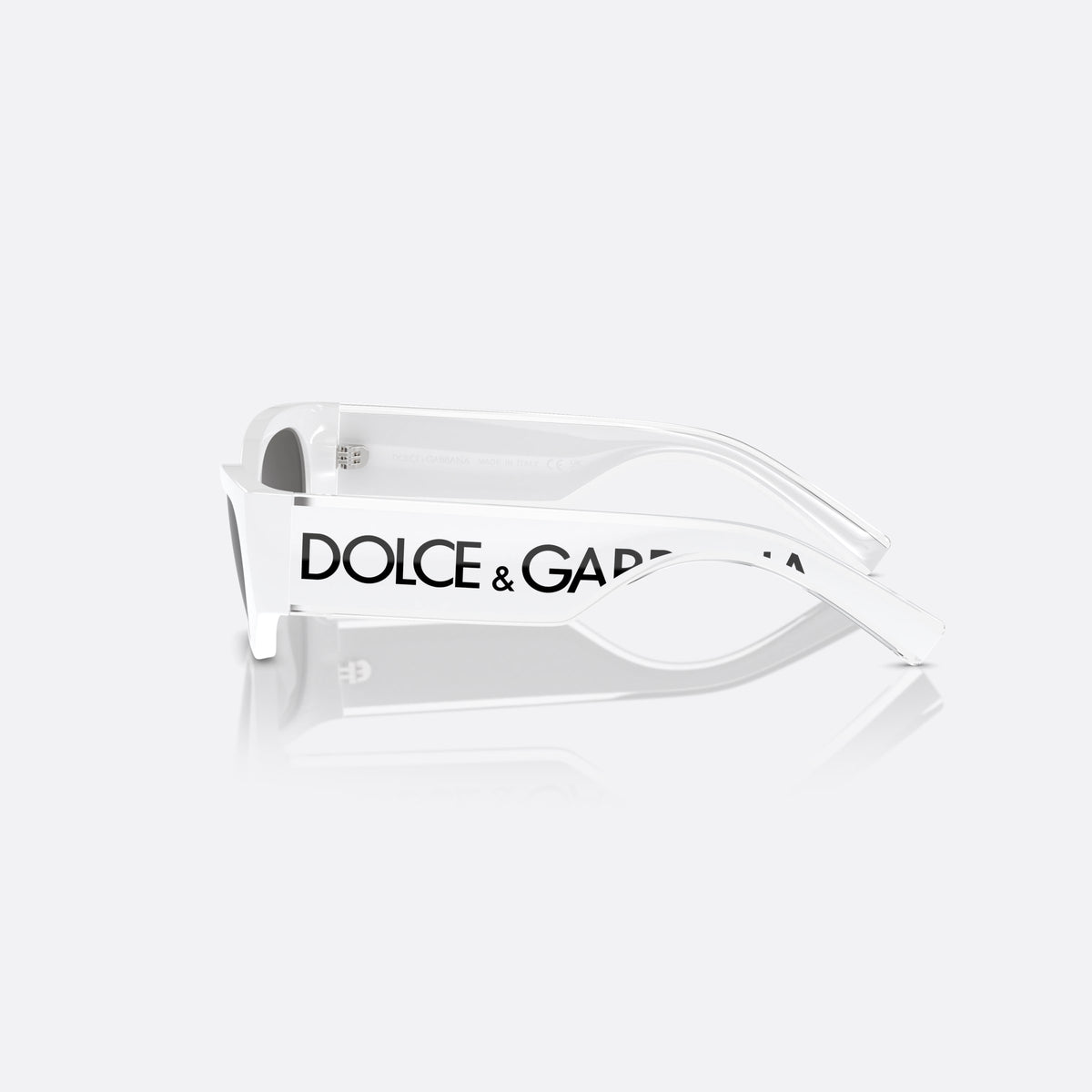 Ochelari de soare Dolce & Gabbana DX6003 331287, cat eye alb, pentru copii, punte integrată, literele brandului pe braț, ramă completă, vedere laterală