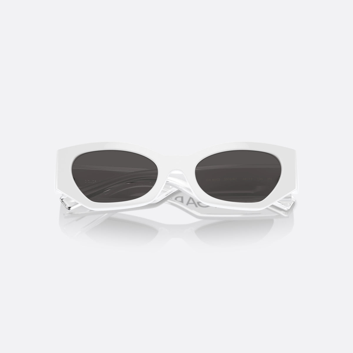 Ochelari de soare Dolce & Gabbana DX6003 331287, cat eye alb, pentru copii, punte integrată, literele brandului pe braț, ramă completă, cu brațele pliate