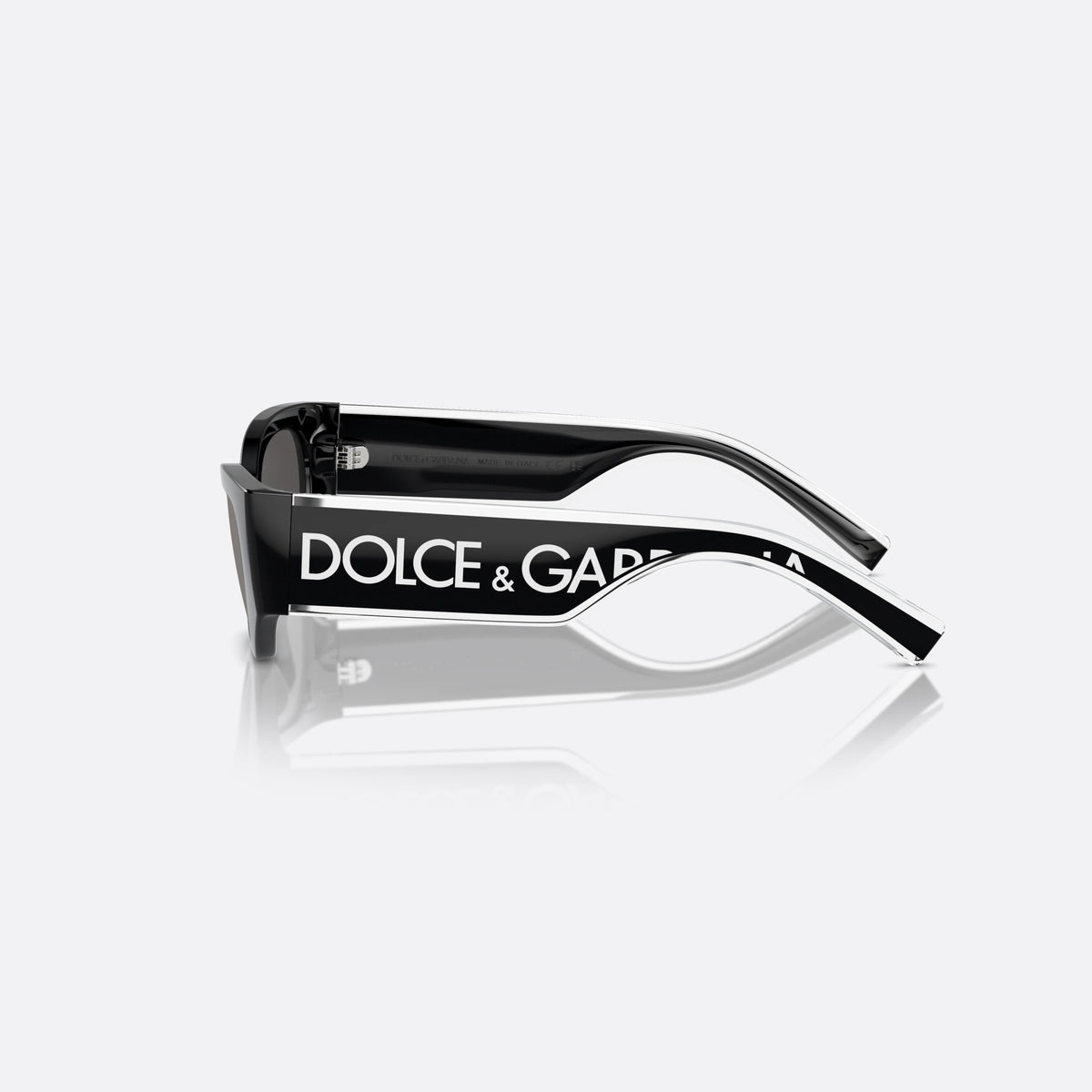 Dolce & Gabbana DX6003 501/87 sunglasses, black cat eye frame for kids, plain integrated bridge, brand lettering on the temples, side view