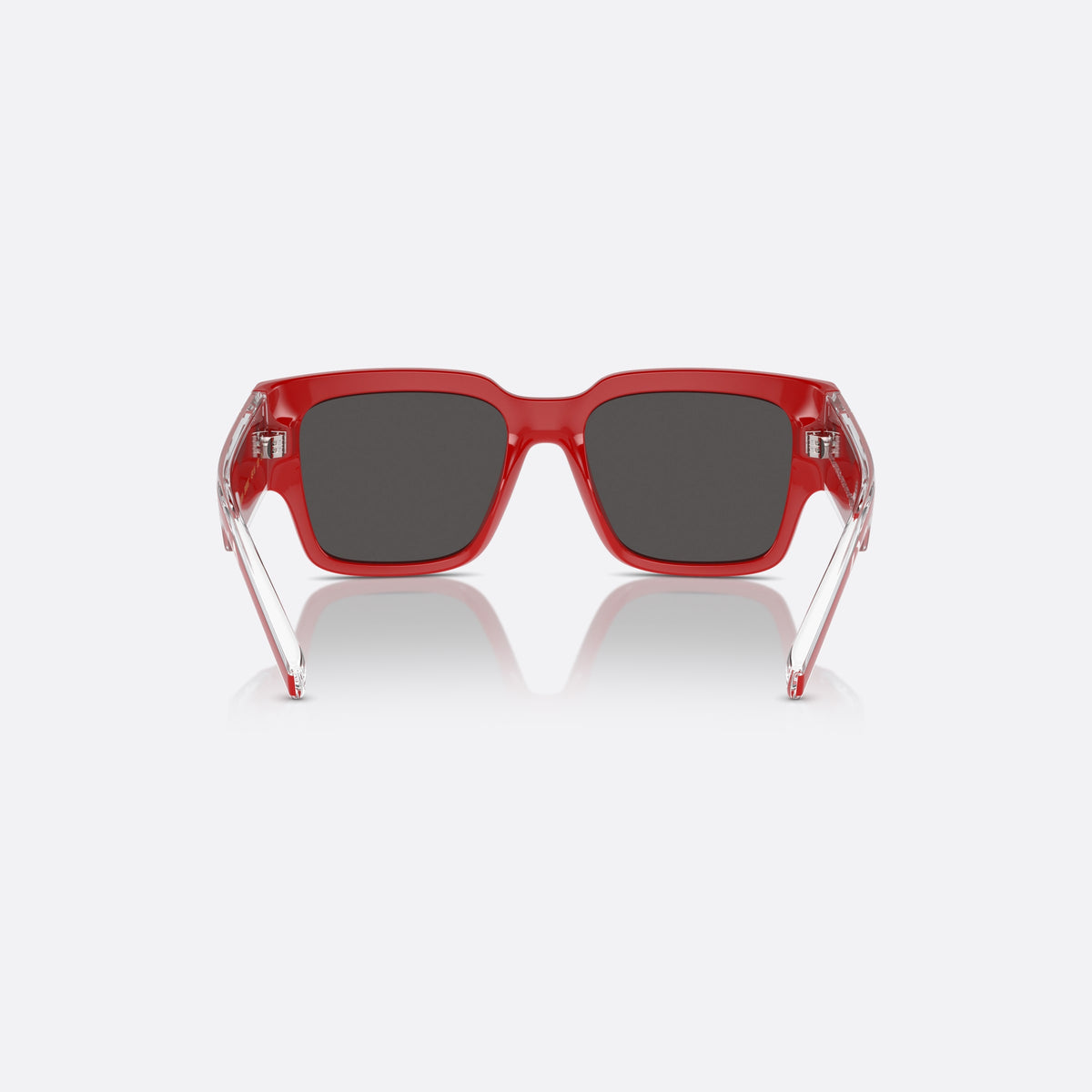 Dolce & Gabbana DX6004 308887 sunglasses, red square frame for kids, plain bridge, brand lettering on temples, full-rim frame, back view