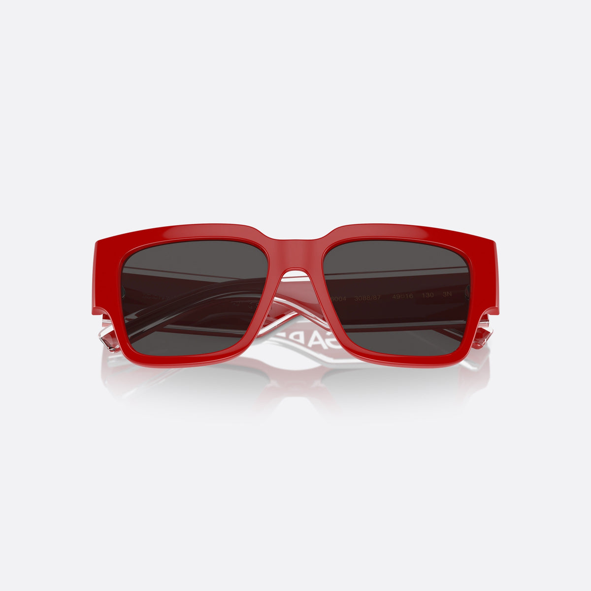 Dolce & Gabbana DX6004 308887 sunglasses, red square frame for kids, plain bridge, brand lettering on temples, full-rim frame, folded