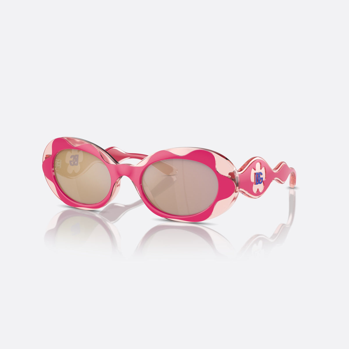 Dolce & Gabbana DX6005 30981T sunglasses, pink oval frame for kids, integrated bridge, no visible pads