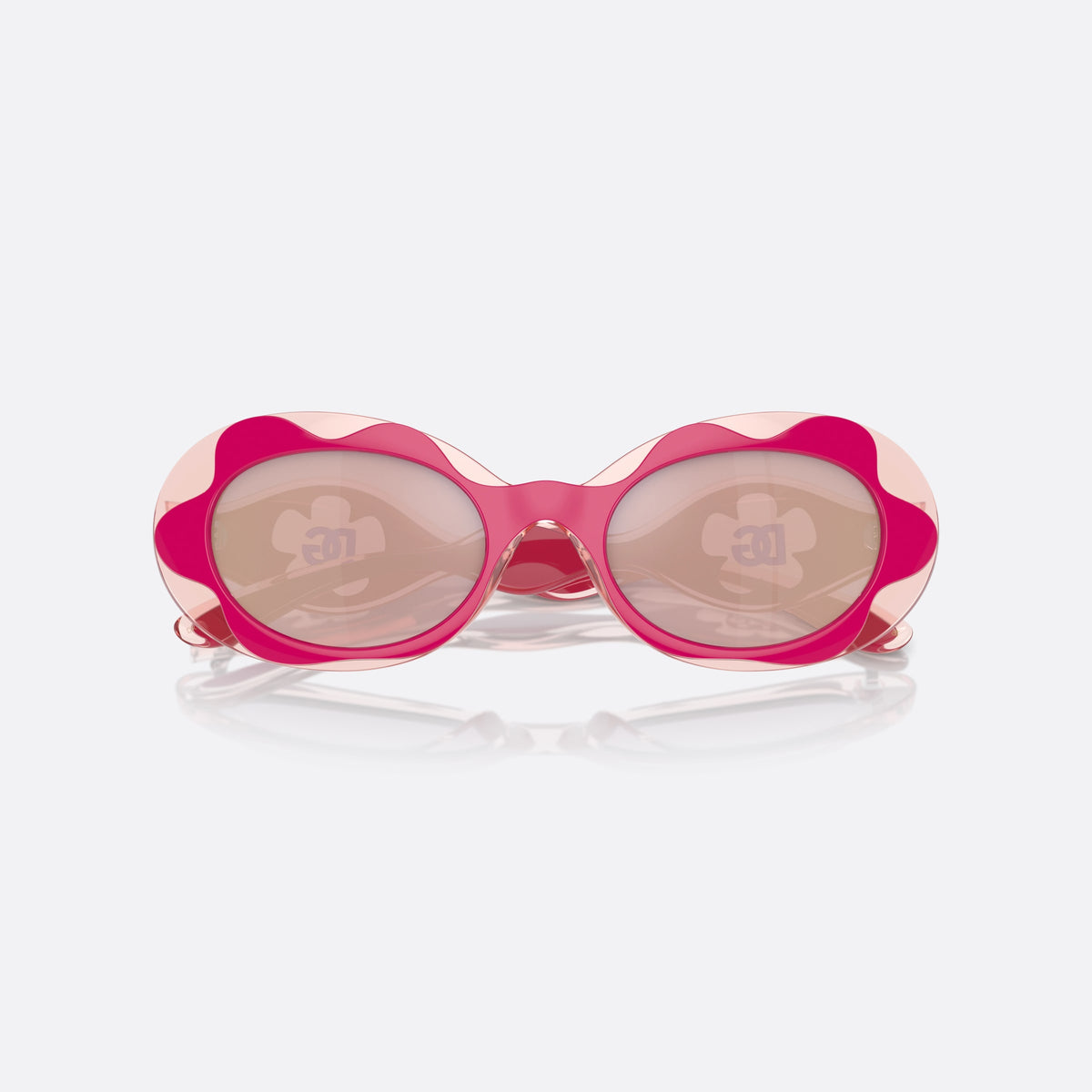 Dolce & Gabbana DX6005 30981T sunglasses, pink oval frame for kids, integrated bridge, no visible pads, folded