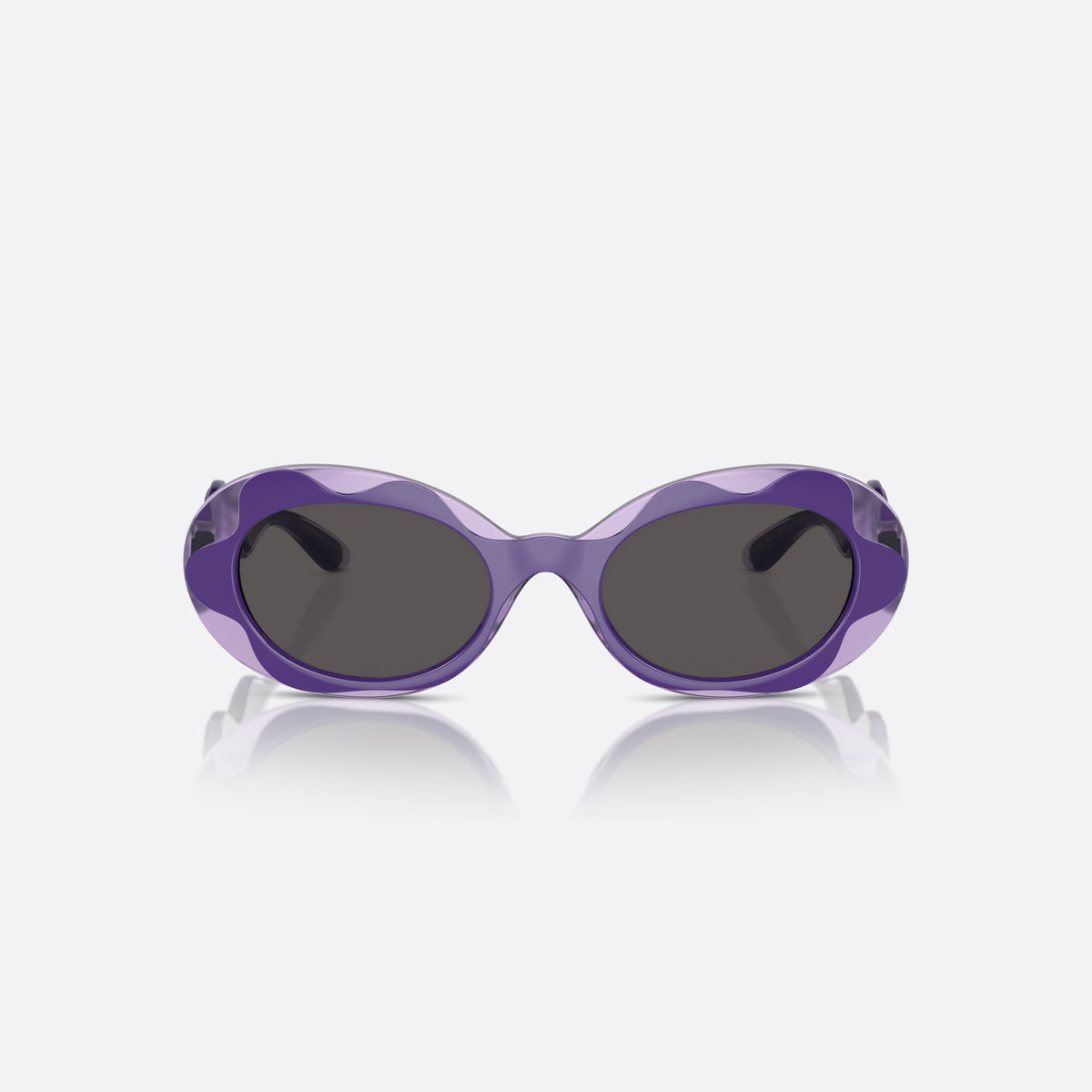 Dolce & Gabbana DX6005 333587 sunglasses, violet oval frame for kids, plain bridge, gold-tone brand logo plaque on temple, front view