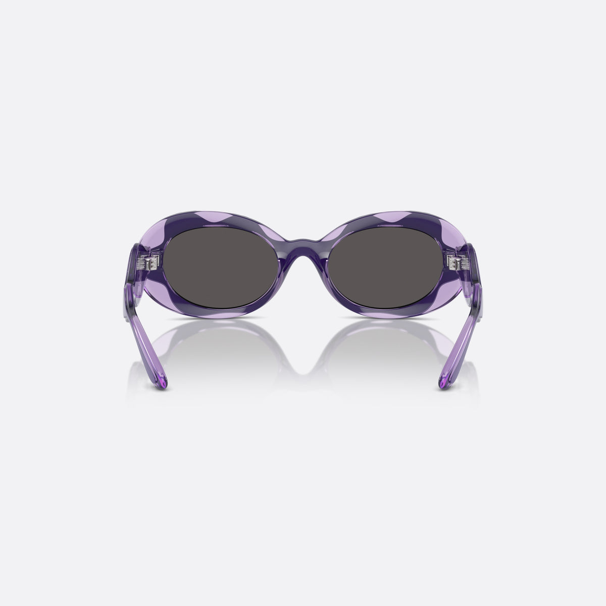 Dolce & Gabbana DX6005 333587 sunglasses, violet oval frame for kids, plain bridge, gold-tone brand logo plaque on temple, back view