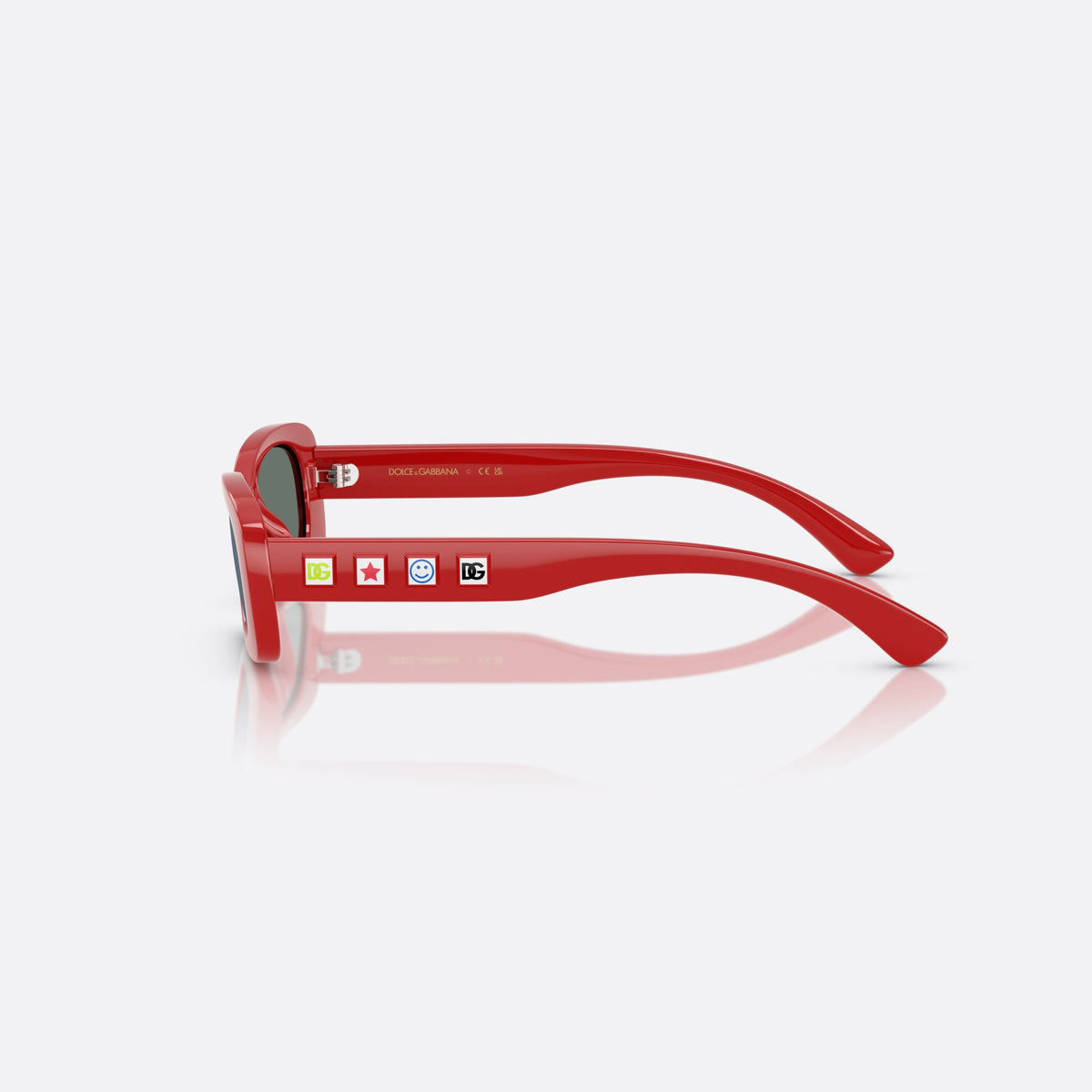 Ochelari de soare Dolce & Gabbana DX6006U 308825, rectangulari roșu, pentru copii, punte simplă, logo al brandului pe brațe, vedere laterală