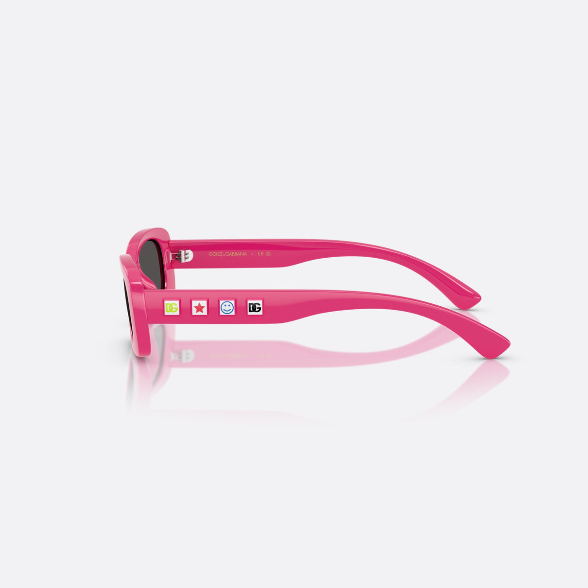 Dolce & Gabbana DX6006U 309887 sunglasses, pink rectangle frame for kids, plain integrated bridge, brand logo on temple, side view