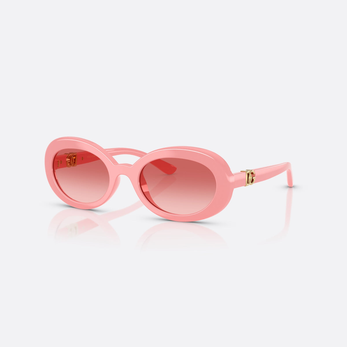 Dolce & Gabbana DX6007U 30982B sunglasses, pink oval frame for kids, plain bridge, brand logo on temple, full rim