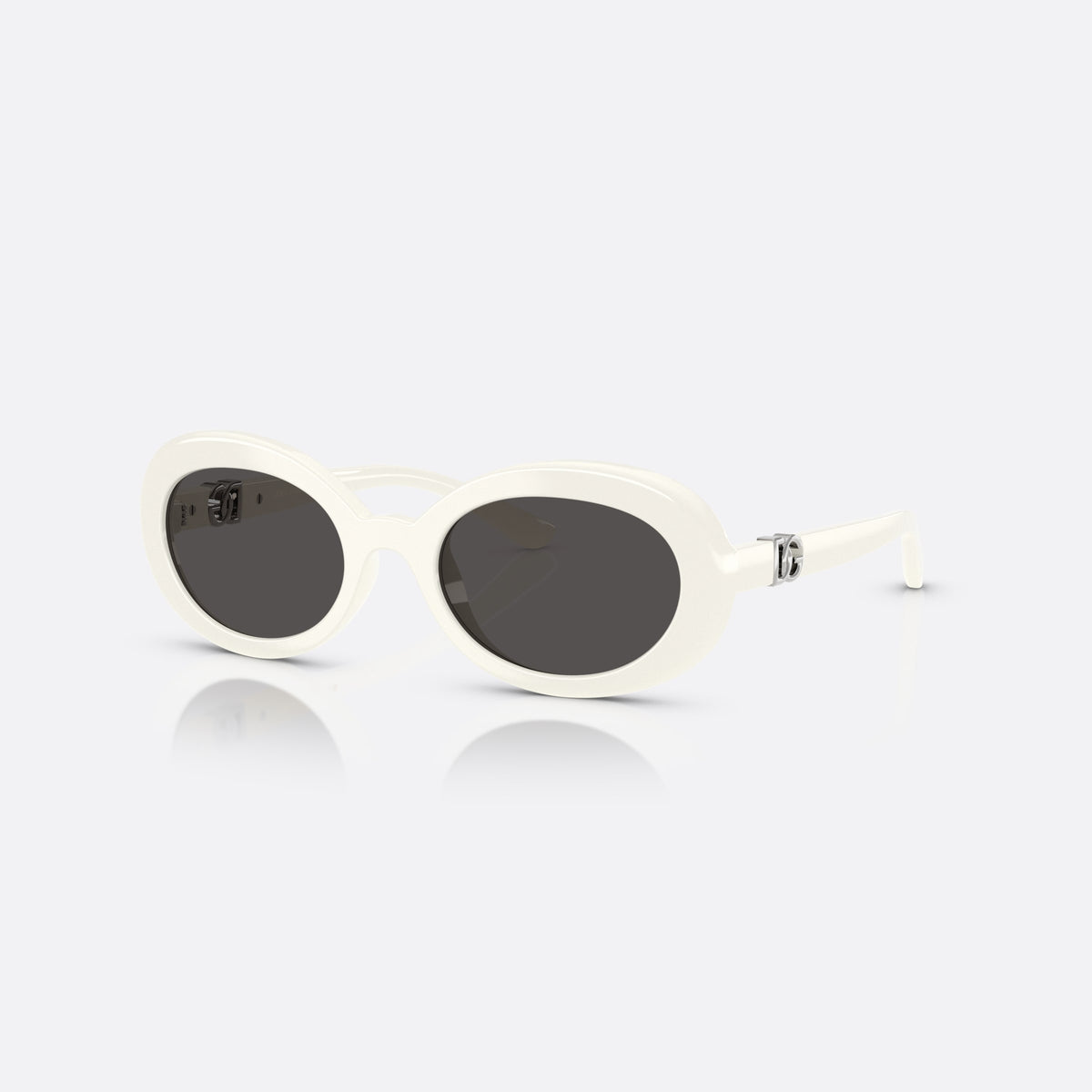 Ochelari de soare Dolce & Gabbana DX6007U 331287, ovali alb, pentru copii, punte simplă, logo al brandului pe braț, brațe subțiri