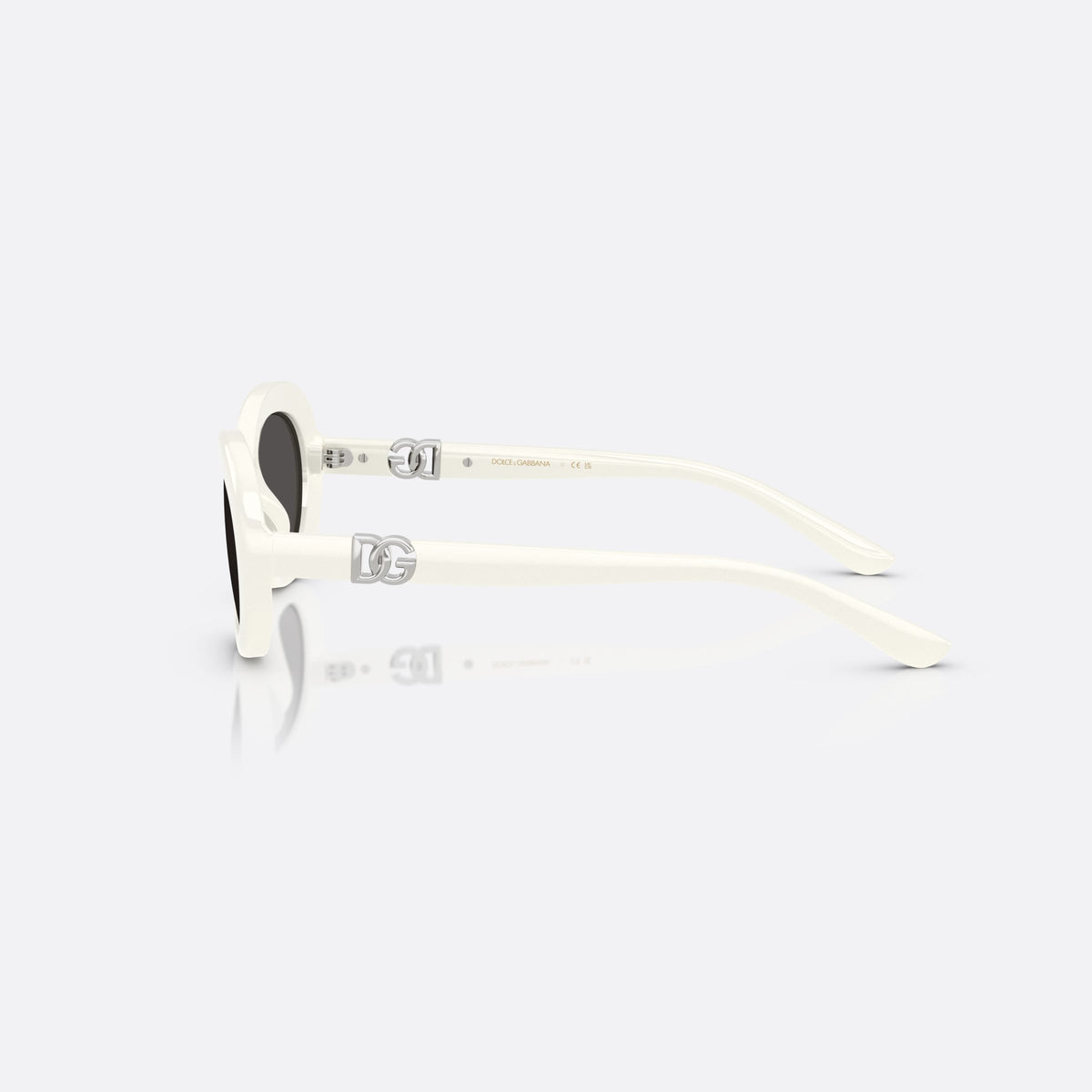 Ochelari de soare Dolce & Gabbana DX6007U 331287, ovali alb, pentru copii, punte simplă, logo al brandului pe braț, brațe subțiri, vedere laterală