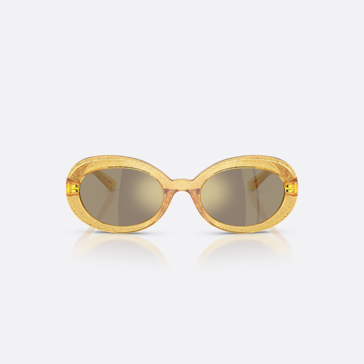 Ochelari de soare Dolce & Gabbana DX6007U 34555A, ovali galben, pentru copii, punte simplă care unește lentilele, brațe subțiri, conice, vedere din față
