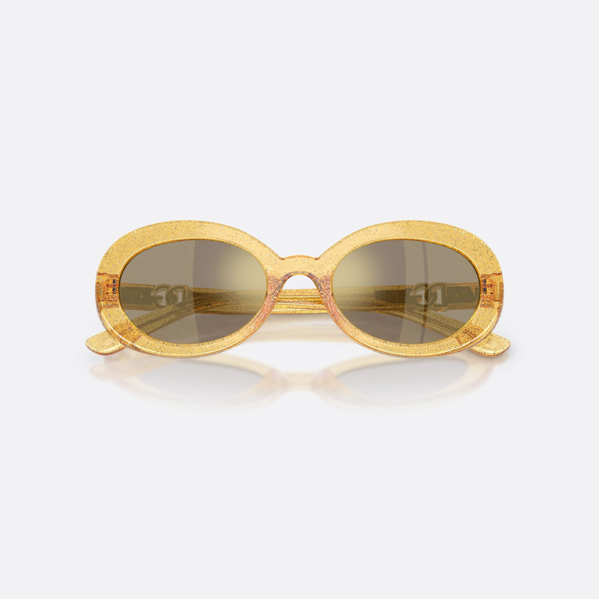 Ochelari de soare Dolce & Gabbana DX6007U 34555A, ovali galben, pentru copii, punte simplă care unește lentilele, brațe subțiri, conice, cu brațele pliate