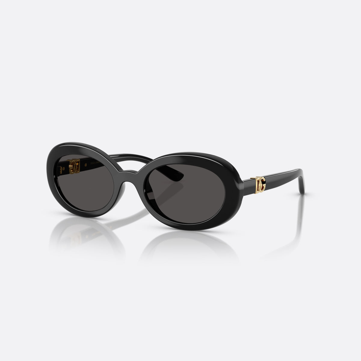 Dolce & Gabbana DX6007U 501/87 sunglasses, black oval frame for kids, plain bridge, brand logo plaque on temples