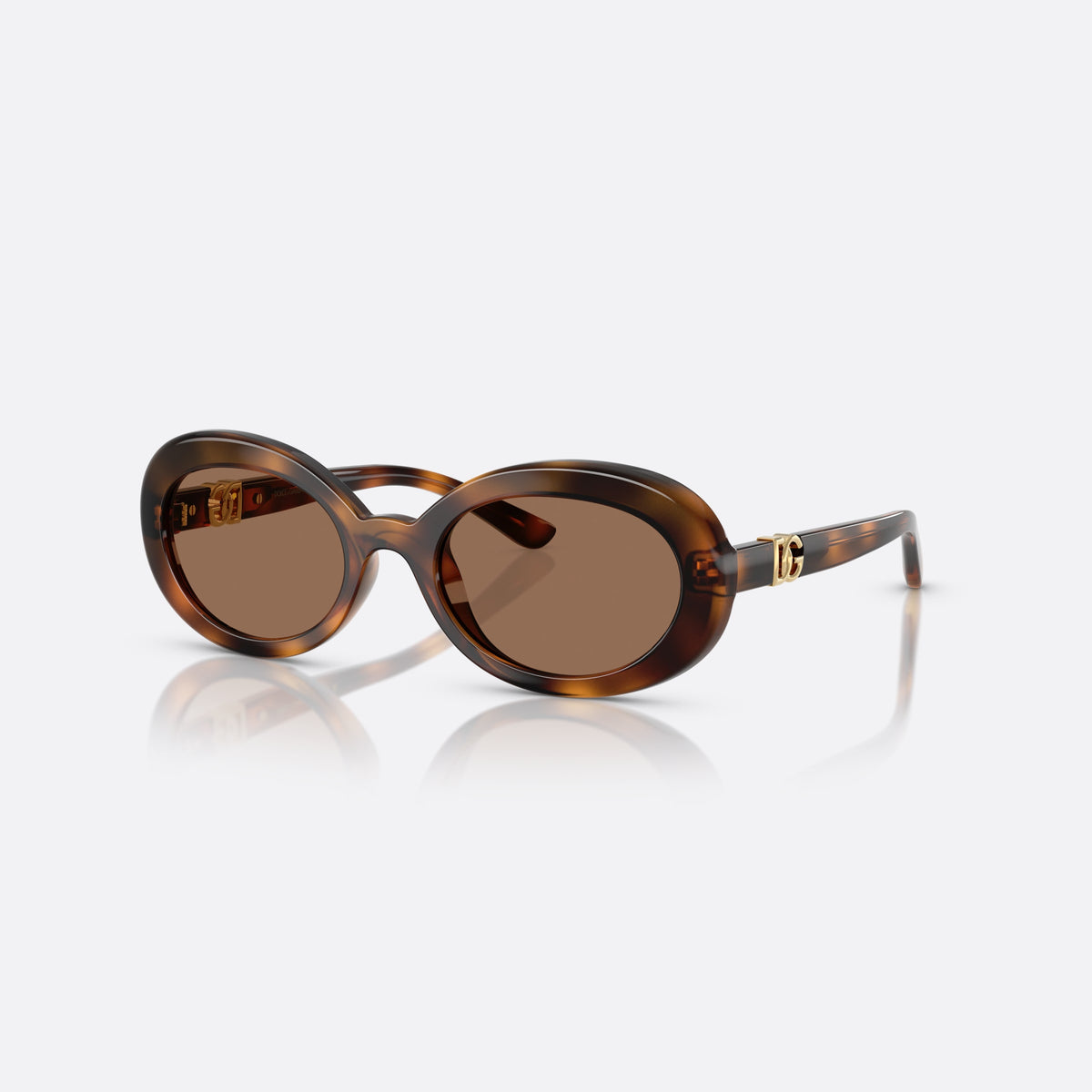 Dolce & Gabbana DX6007U 502/73 sunglasses, havana oval frame for kids, plain integrated bridge, brand logo on temple