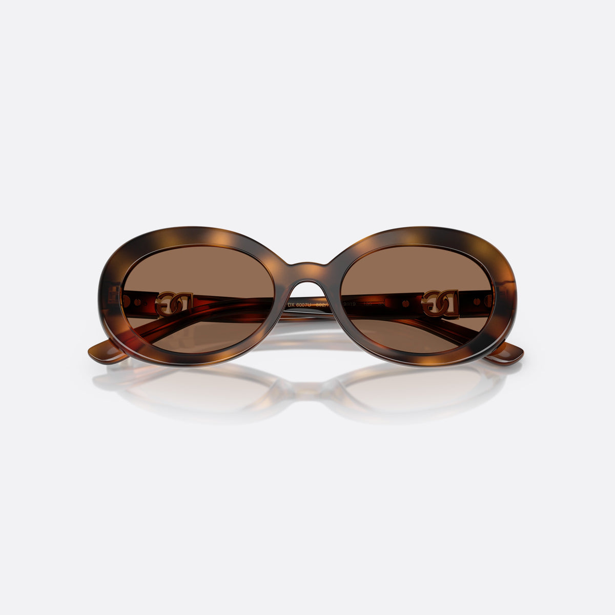 Dolce & Gabbana DX6007U 502/73 sunglasses, havana oval frame for kids, plain integrated bridge, brand logo on temple, folded