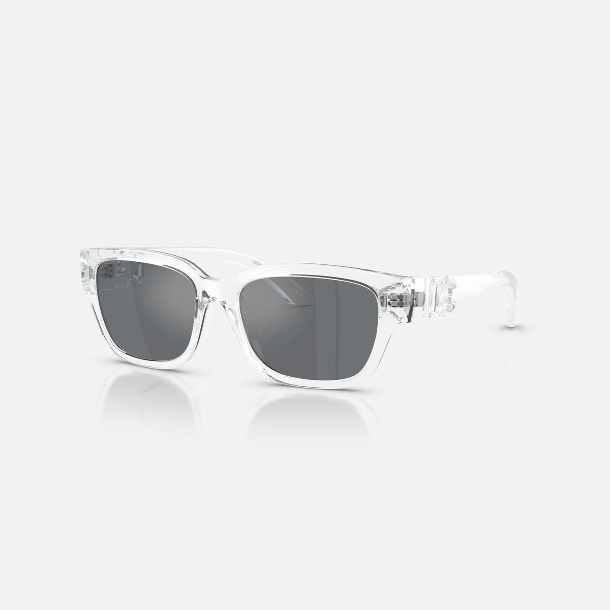 Dolce & Gabbana DX6009 31336G sunglasses, clear rectangle frame for kids, plain bridge, brand logo on temples, wide tapered temples