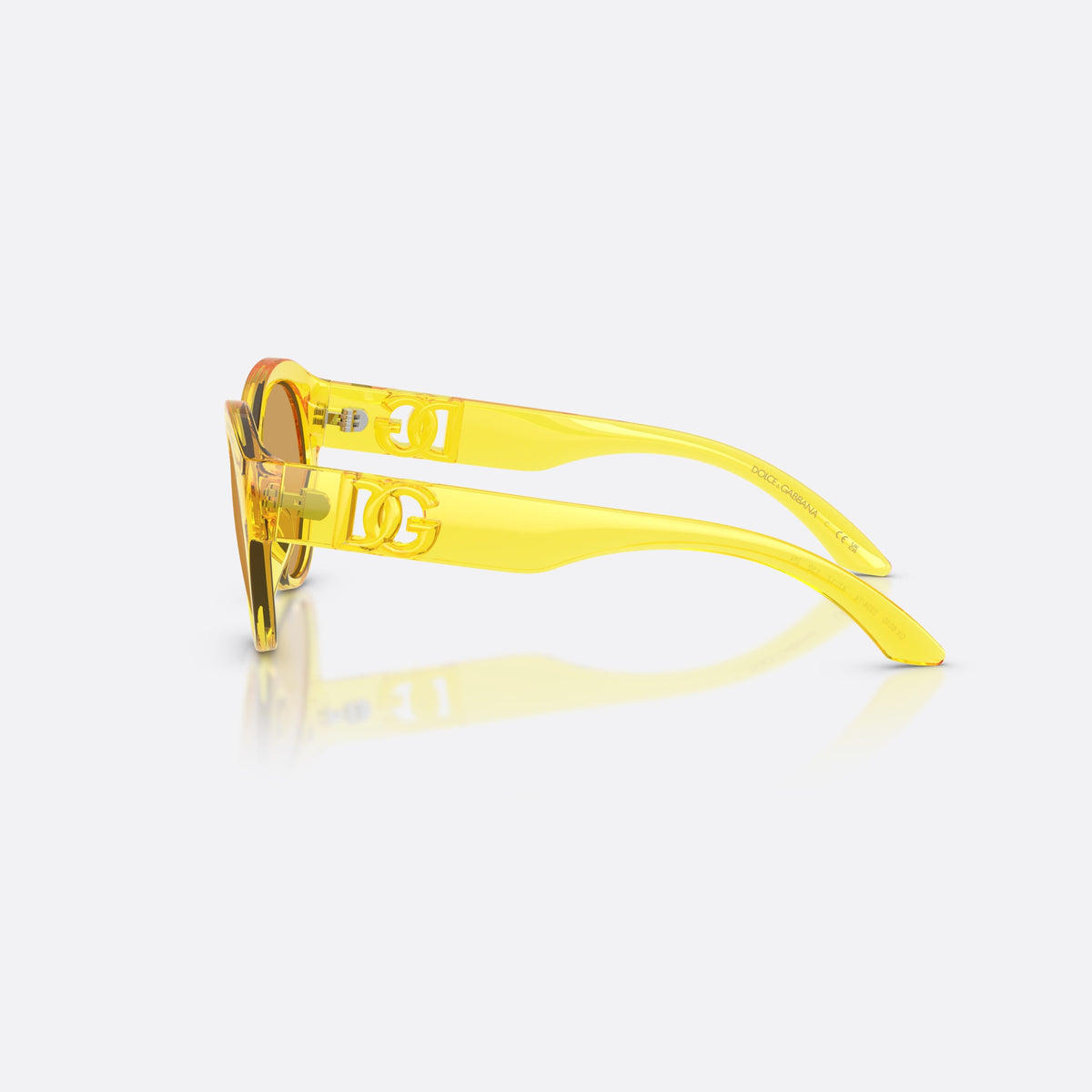 Dolce & Gabbana DX6010 333474 sunglasses, yellow butterfly frame for kids, plain bridge, brand logo on temples, full rim, side view