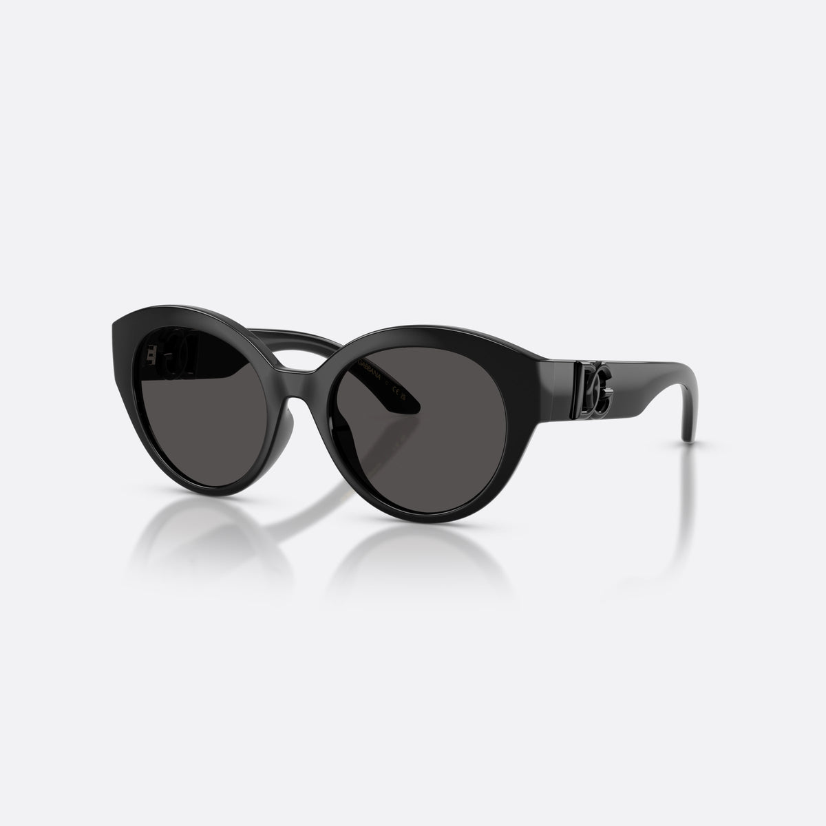Dolce & Gabbana DX6010 501/87 sunglasses, black butterfly frame for kids, plain bridge, brand logo on temples, wide tapered temples