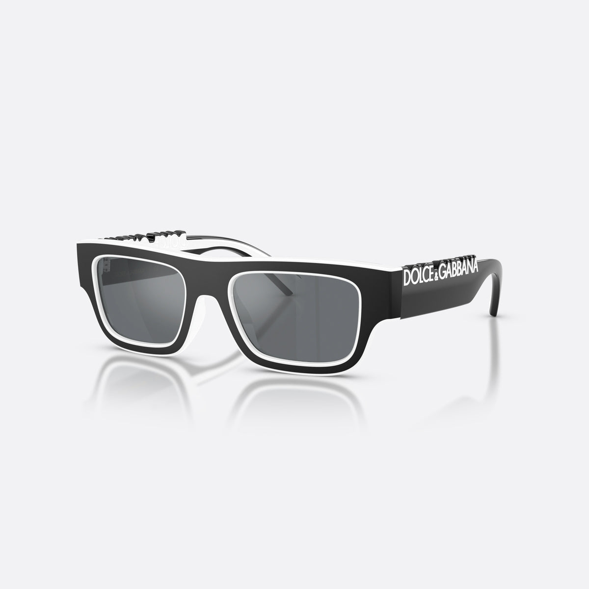 Dolce & Gabbana DX6011 34576G sunglasses, black rectangle frame for kids, plain bridge, brand lettering on temples, full-rim frame