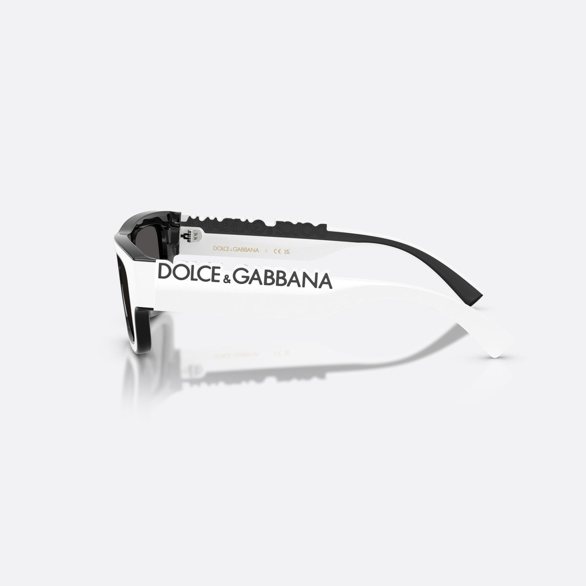Dolce & Gabbana DX6011 346587 sunglasses, black rectangle frame for kids, plain bridge with dark inner trim, side view