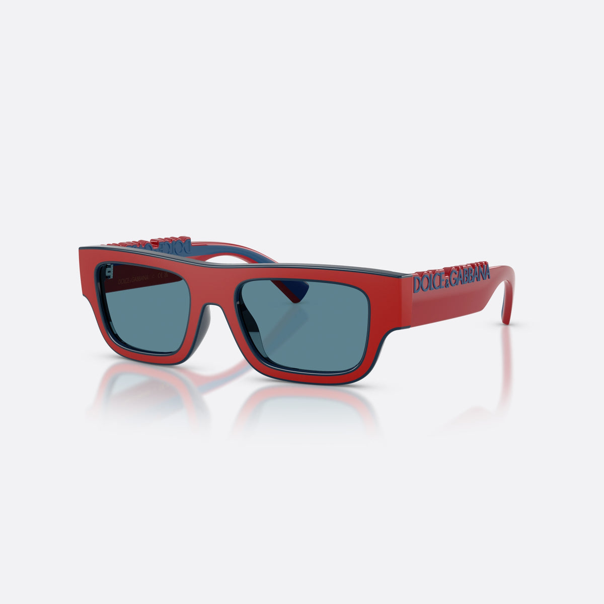Ochelari de soare Dolce & Gabbana DX6011 346680, rectangulari roșu, pentru copii, punte simplă, literele brandului pe brațe, ramă completă