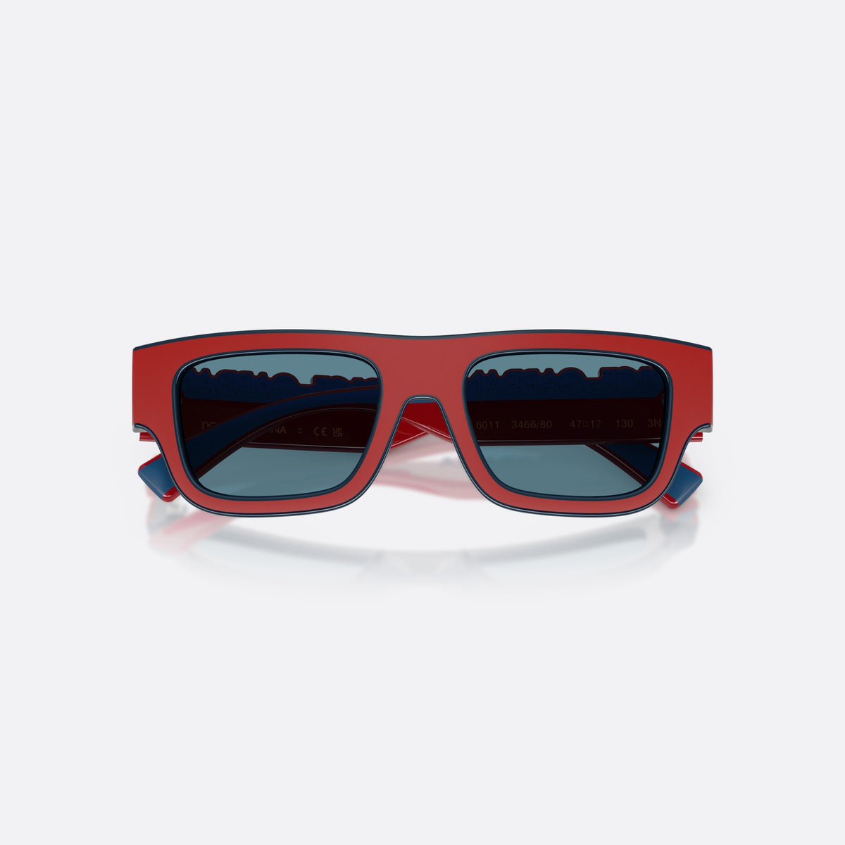 Ochelari de soare Dolce & Gabbana DX6011 346680, rectangulari roșu, pentru copii, punte simplă, literele brandului pe brațe, ramă completă, cu brațele pliate