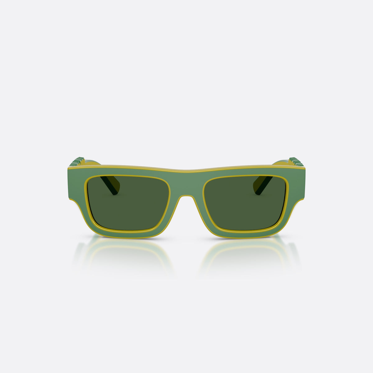 Ochelari de soare Dolce & Gabbana DX6011 346771, rectangulari verde, pentru copii, punte simplă, literele brandului pe brațe, ramă completă, vedere din față